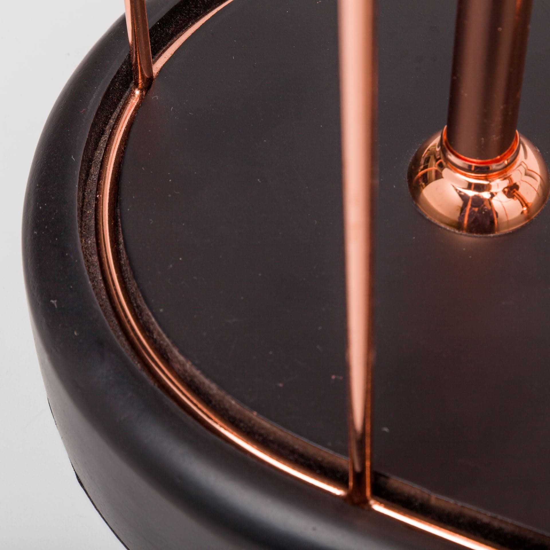 Sutton (19.3"H) Rose-Gold Metal Cylindrical Cage Three Bulb Table Lamp — product photograph