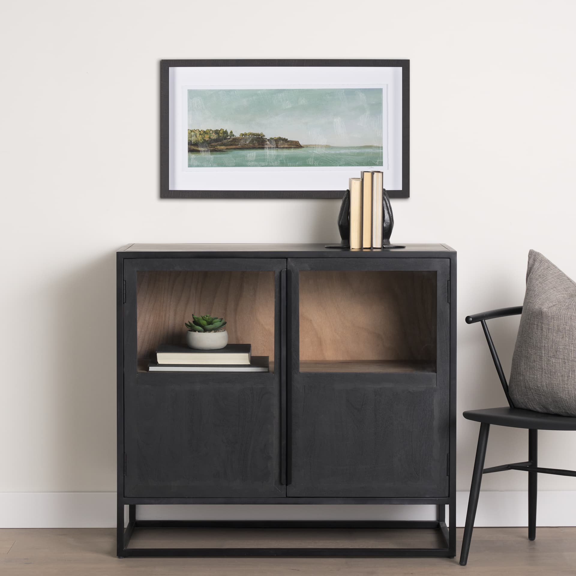 Coastal Destination by Mercana Studio a Hand Embellished Framed Art Print Matted under Glass — in a styled room