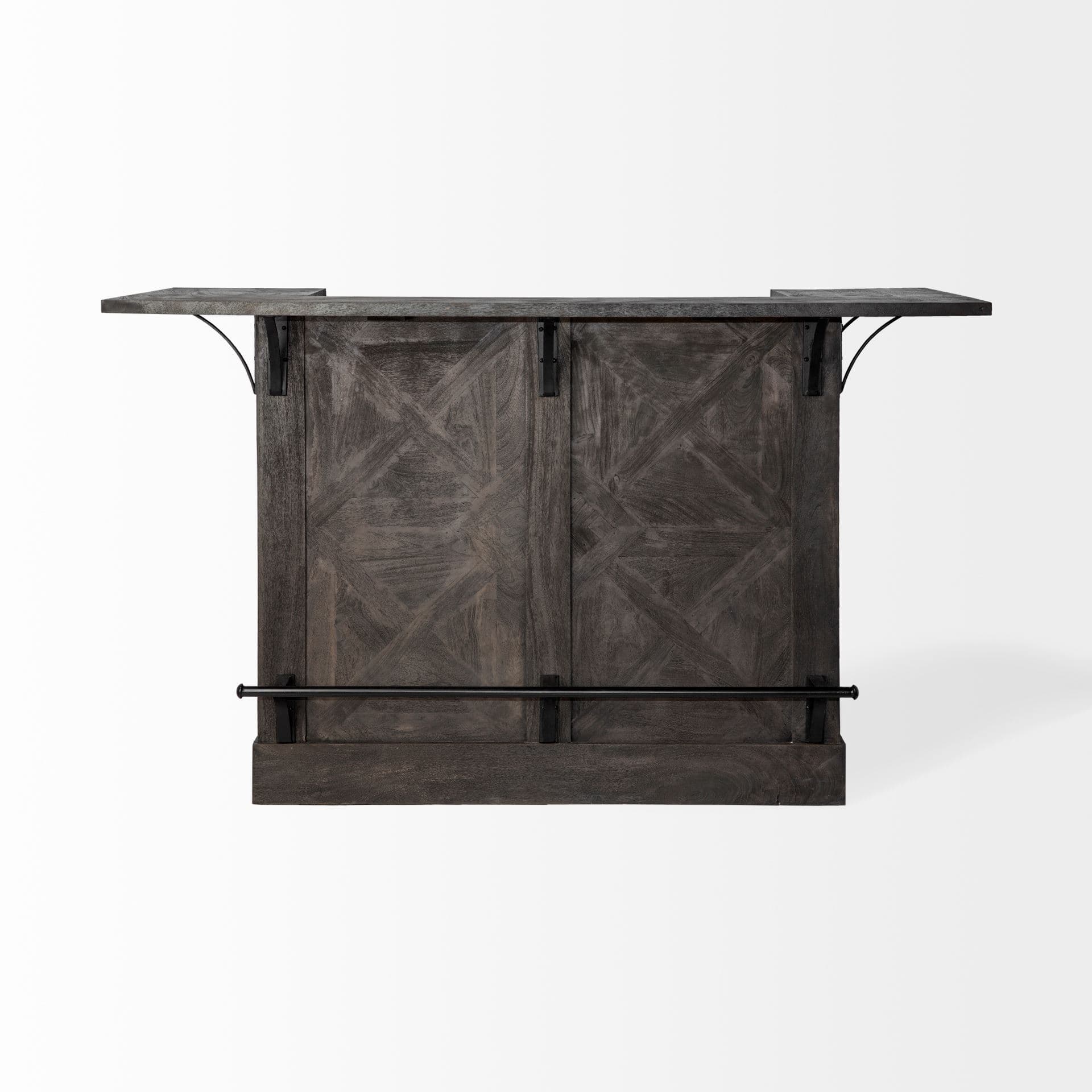 Cheers Dark Brown Solid Wood Wine Bottle Storage Kitchen Island — product photograph