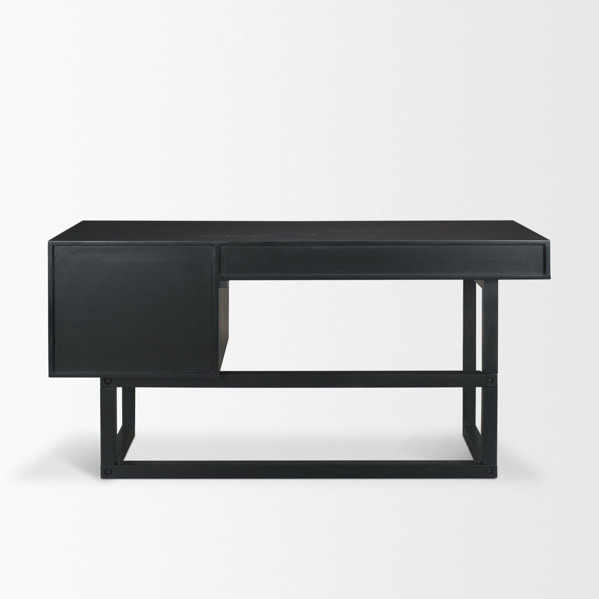 Grier 60" Black Solid Wood W/ Black Cane Office Desk — product photograph