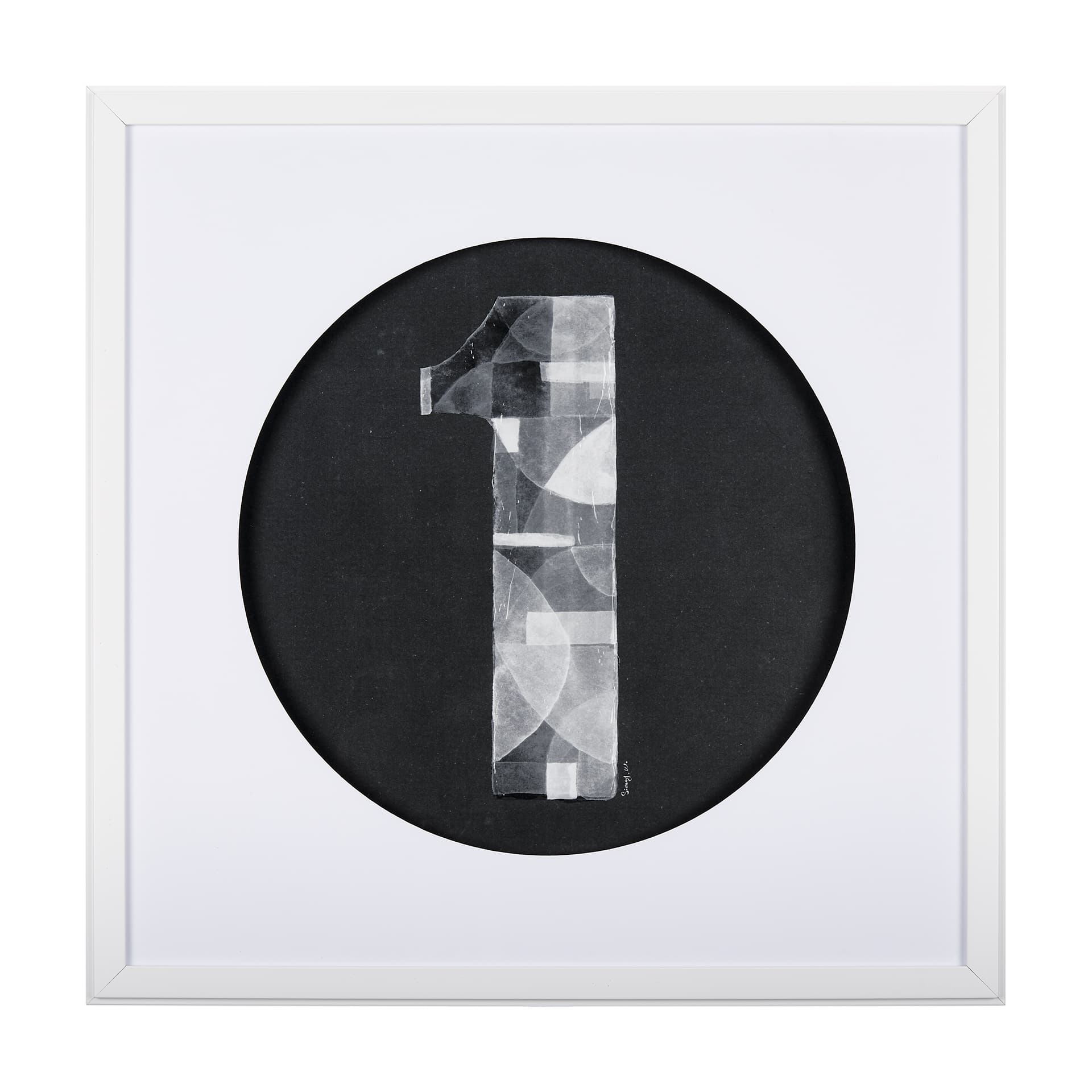 Numbers I by Mercana Studio a Hand Embellished Textured Framed Art Print Matted under Glass — product photograph