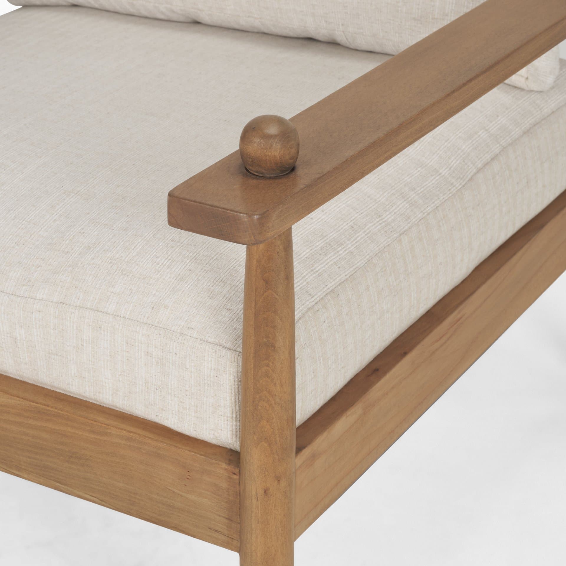 Danni Beige Fabric Beech Wood Framed Accent Lounge Chair — product photograph