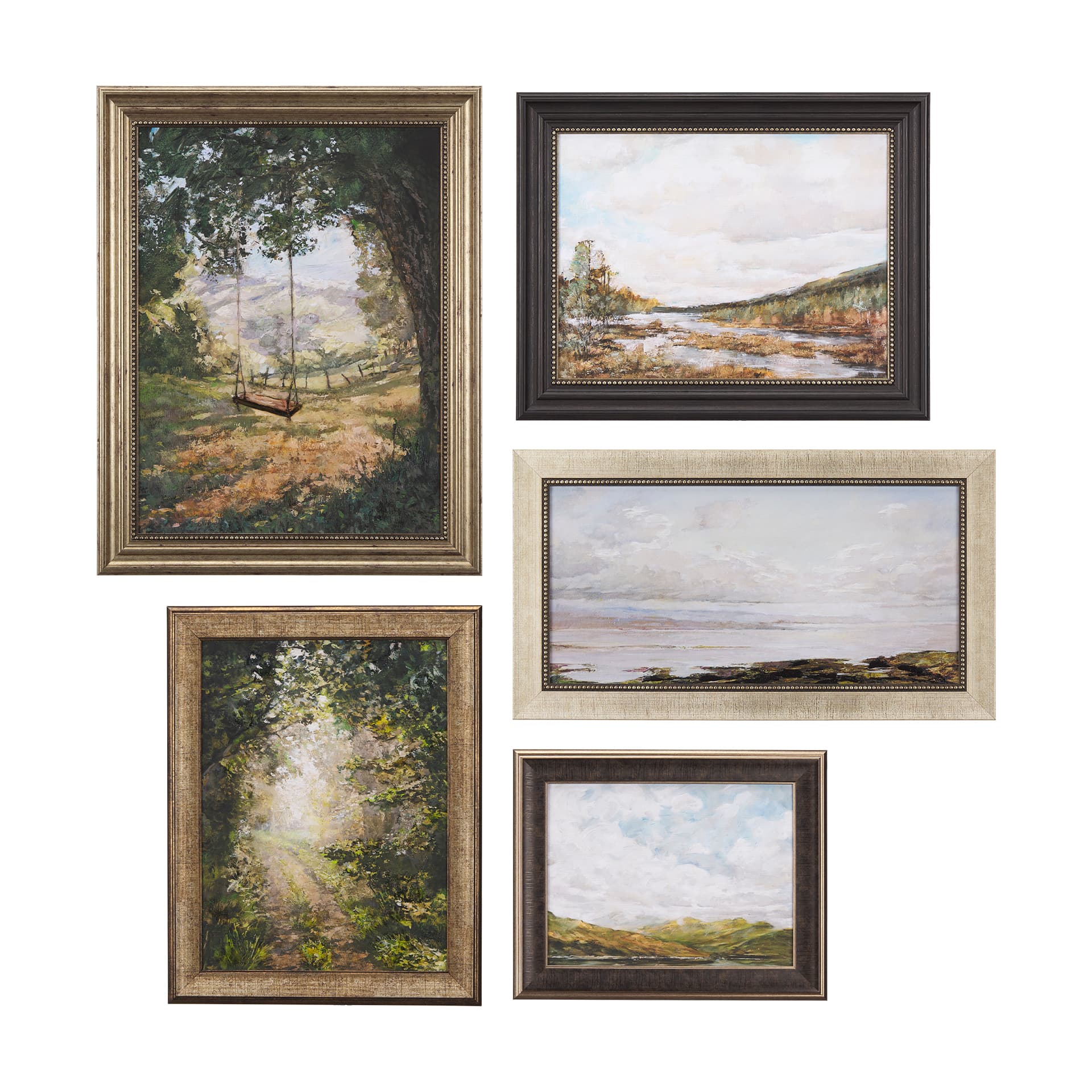 Sea View (Set of 5) by Mercana Studioa Hand Embellished Textured Framed Art Print — product photograph