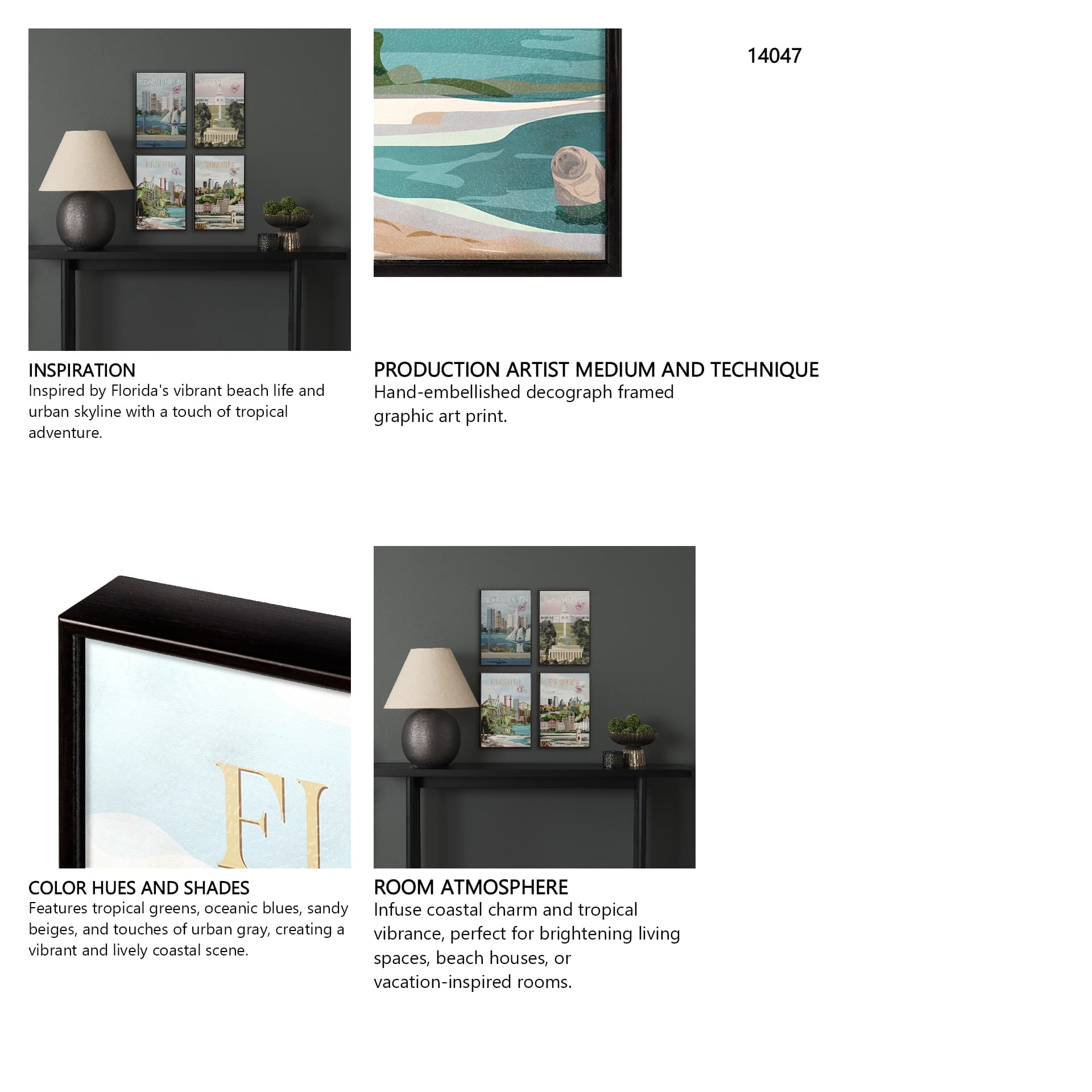 Florida Go USA (SM) by Mercana Studio a Hand Embellished Decograph Framed Art Print — in a styled room