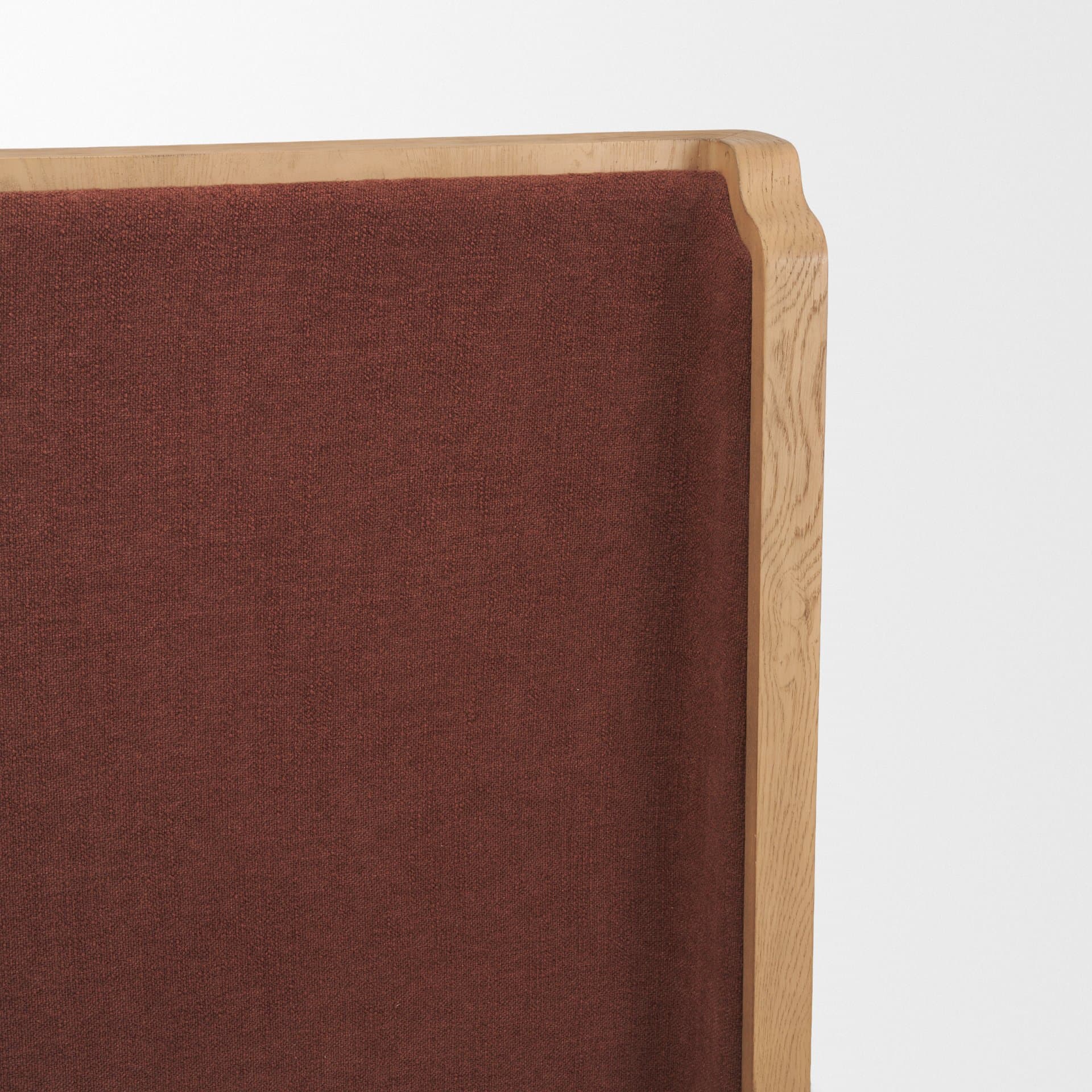 Holden King Upholstered Bedframe | Shelter Headboard | Burgundy Performance Fabric — product photograph