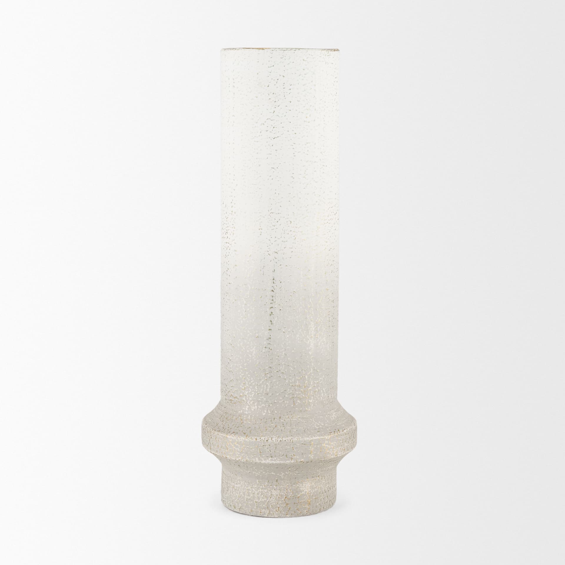 Tovah Tall Textured White w/ Gold Metal Vase — product photograph