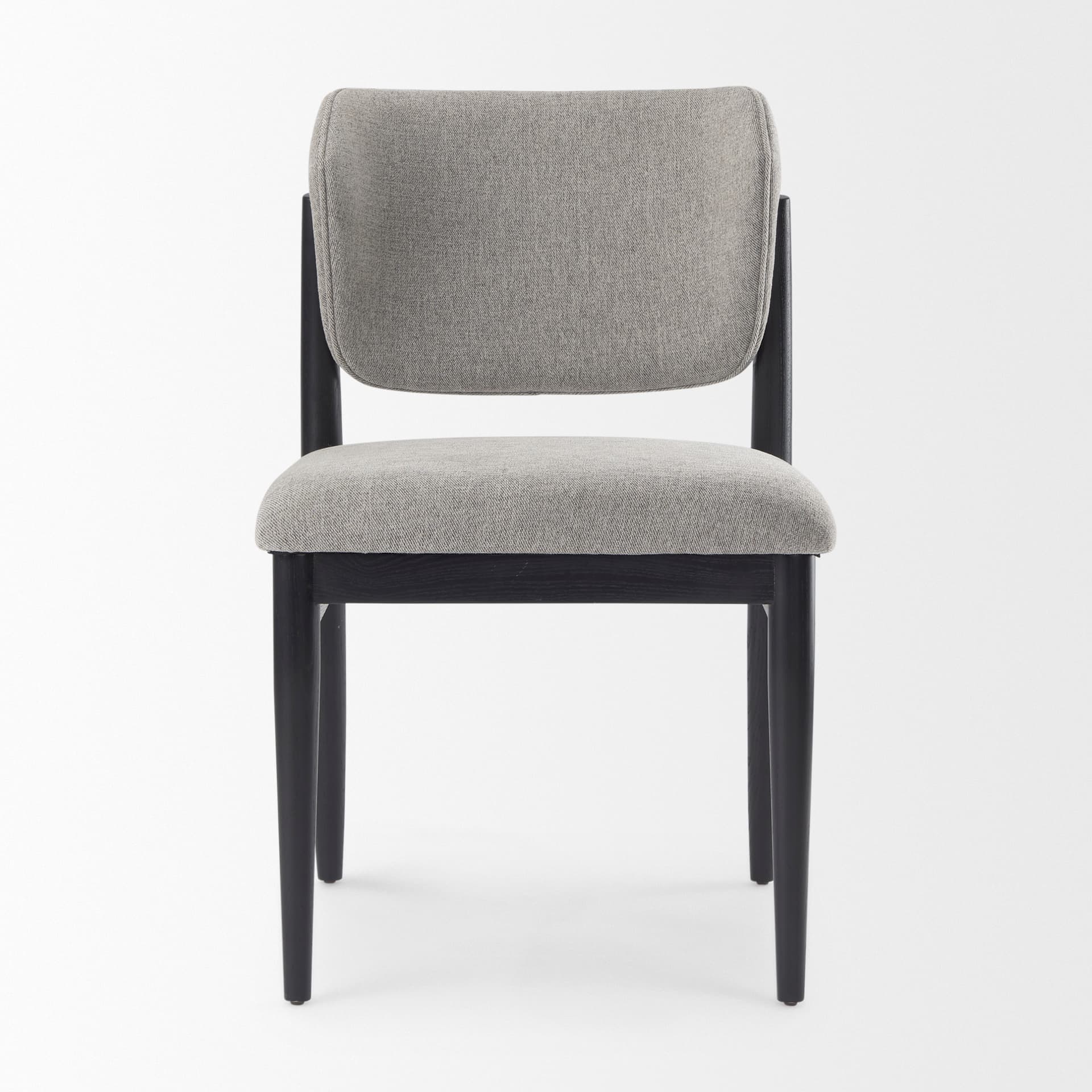 Cline Curved Back Dining Side Chair | Gray Fabric w/ Black Wood — product photograph