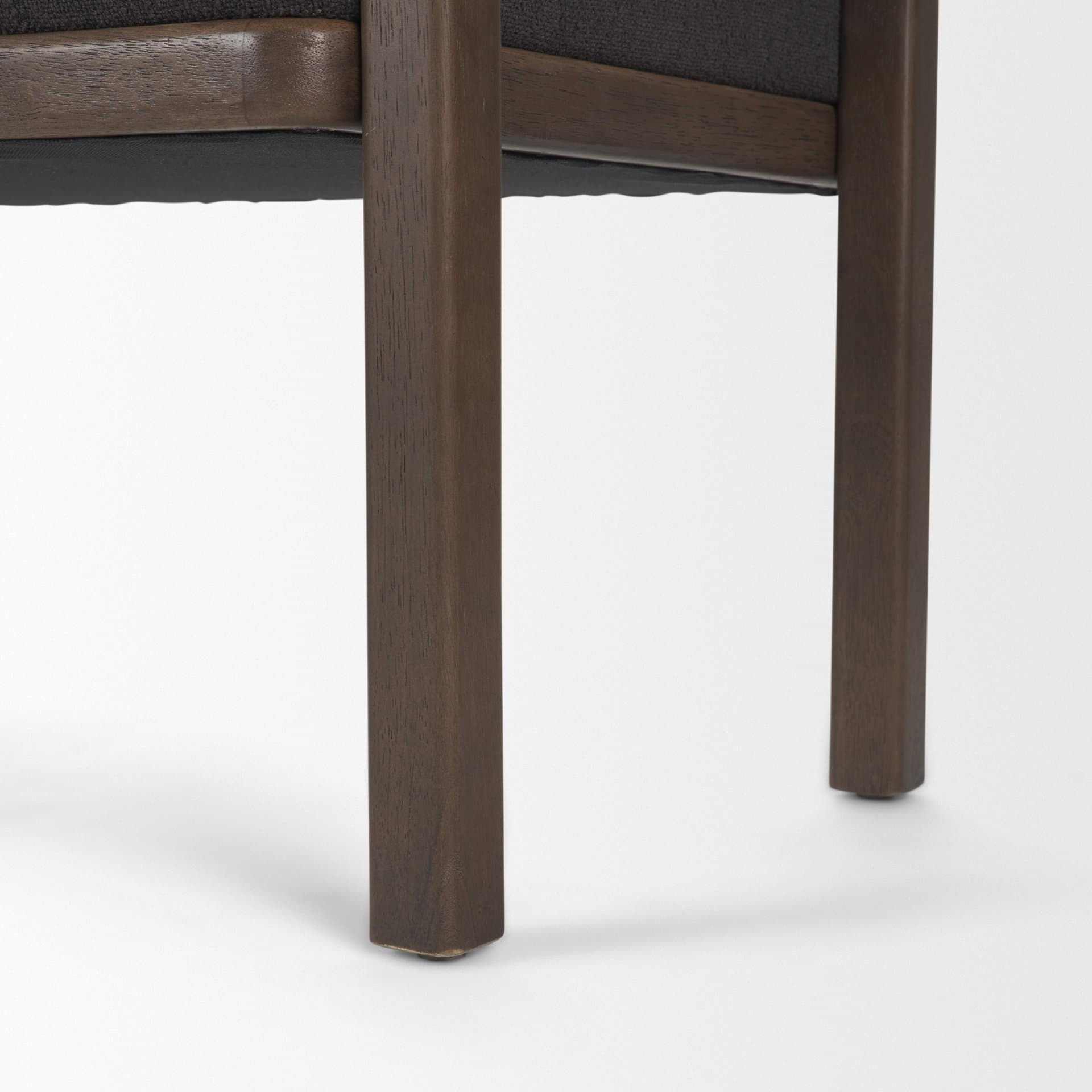Freya Upholstered Bench | Charcoal Fabric | Brown Wood Frame — product photograph