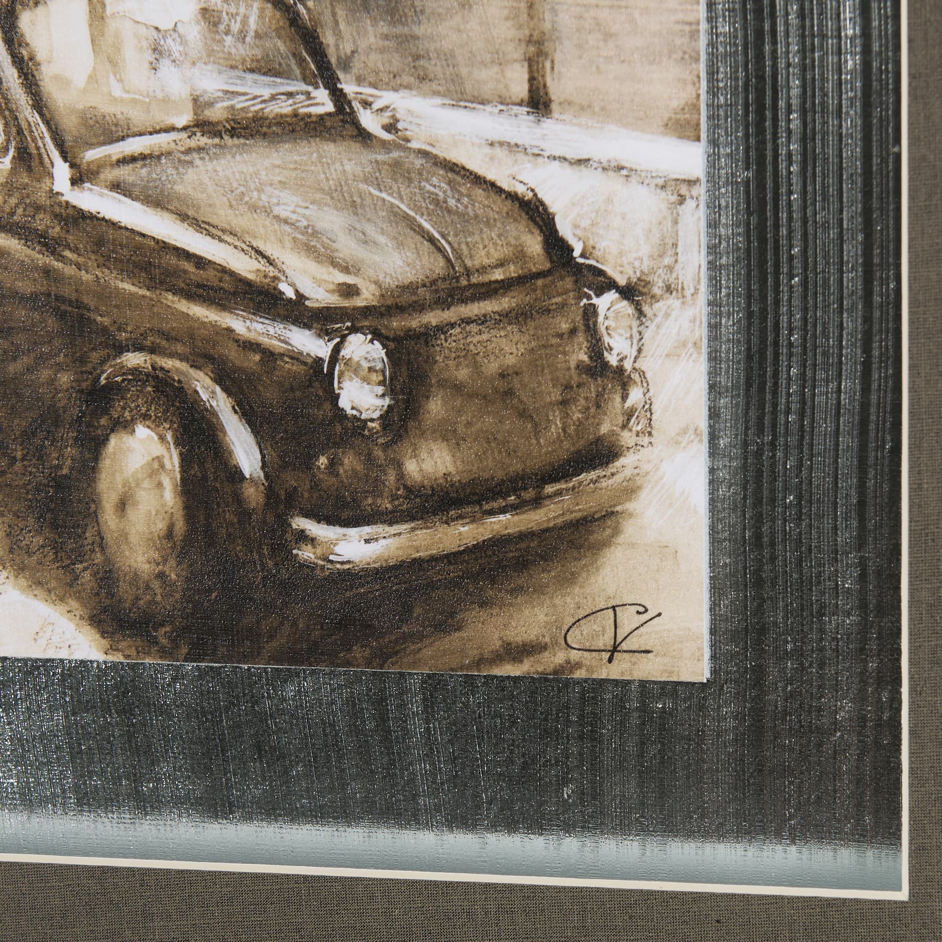 Vintage Car Picture II by Mercana Studio Hand Embellished Framed Art Print Matted under Glass — product photograph