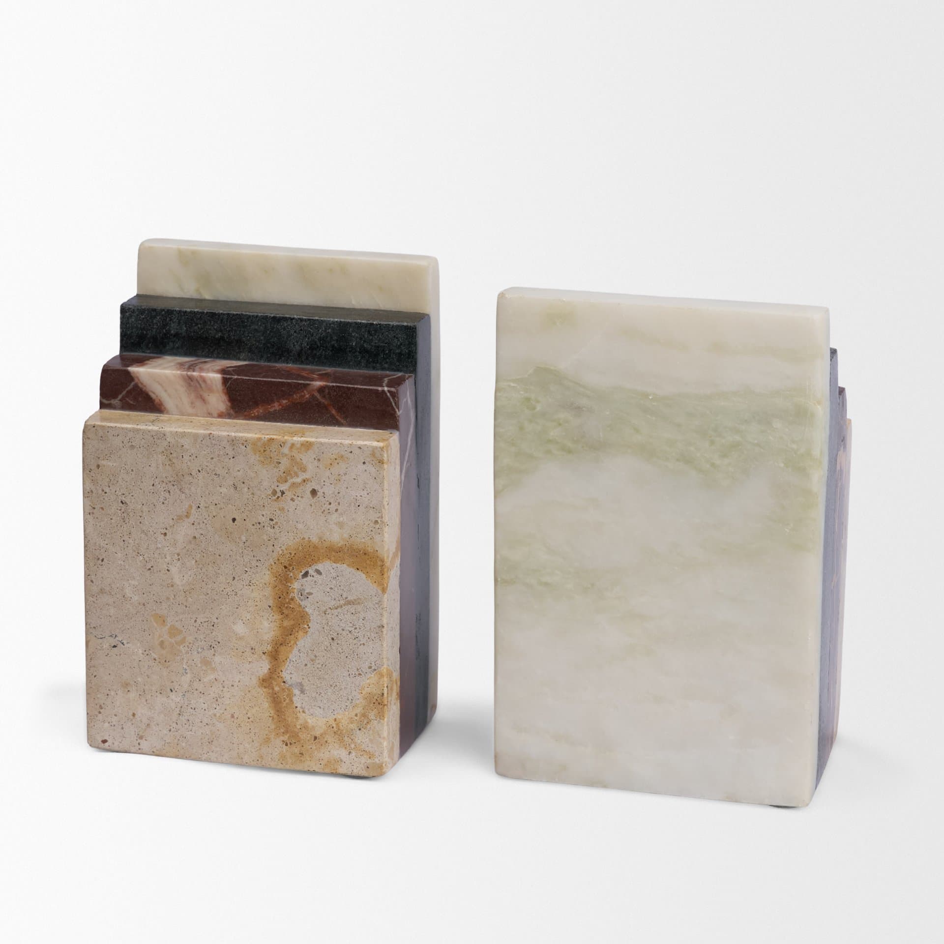 Corte Mixed Marble Stacked Bookends — product photograph