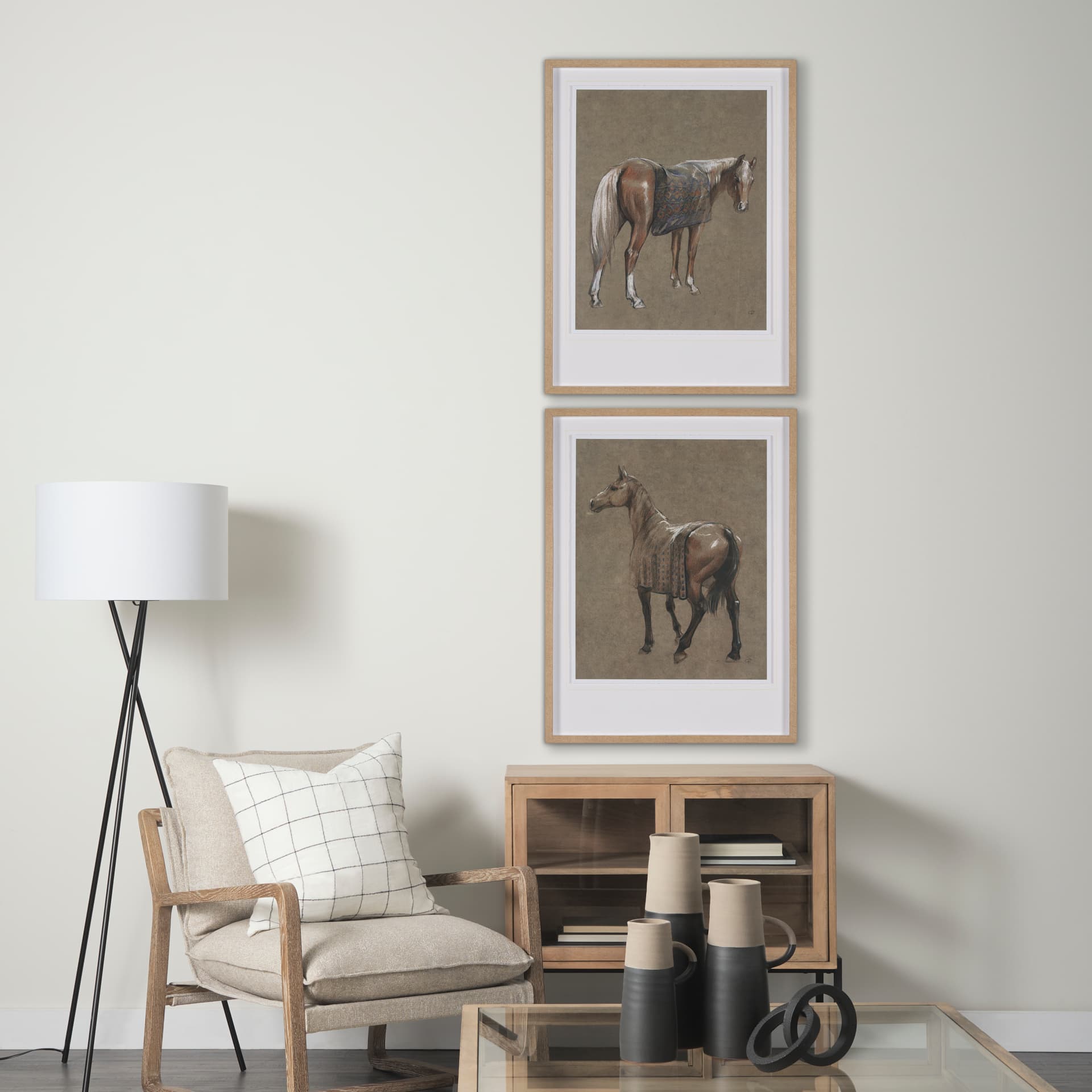 Palomino Blanket by Mercana Studio a Hand Embellished Textured Framed Art Print — in a styled room