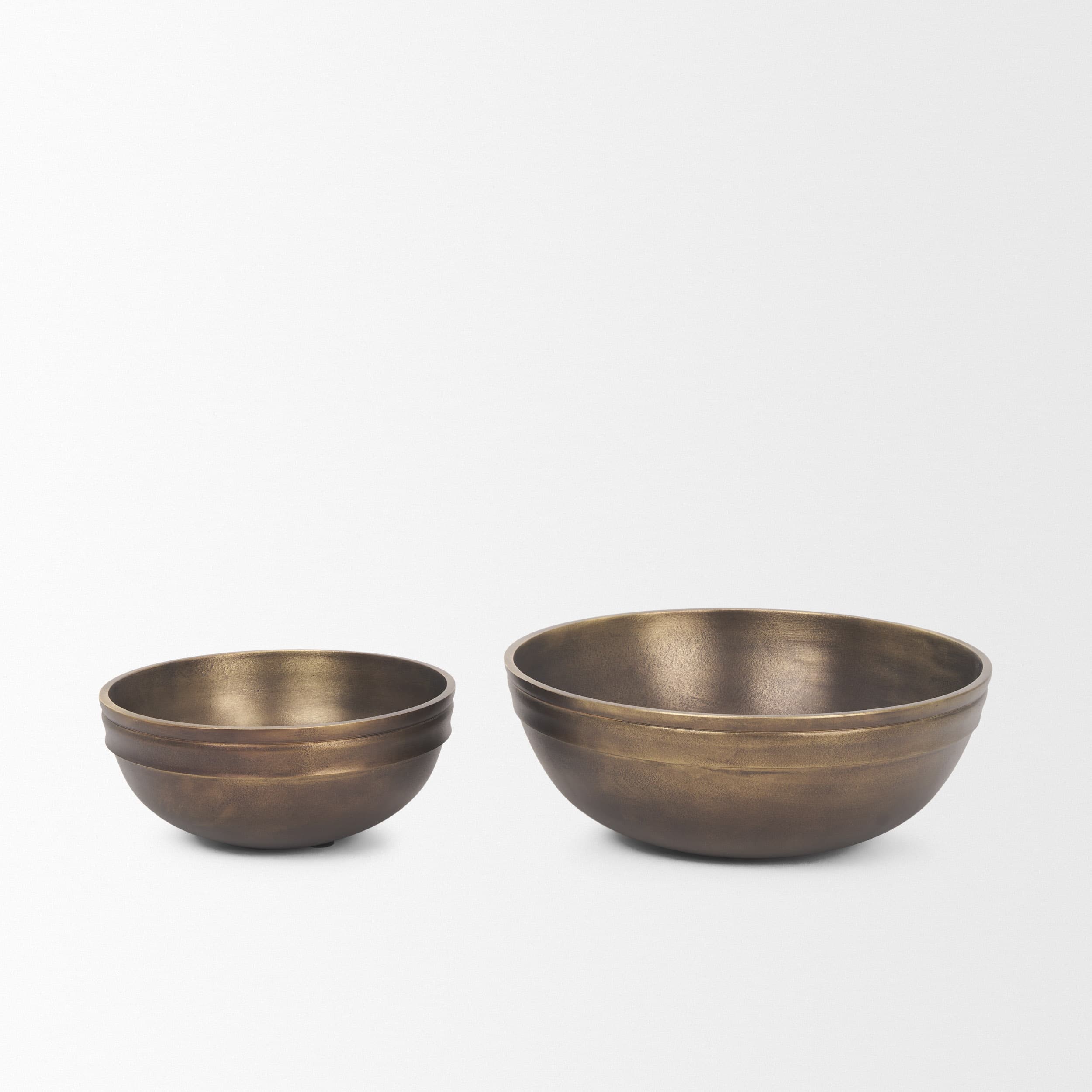 Tomiko Decorative Brass Finished Cast Aluminum Round Bowls — product photograph