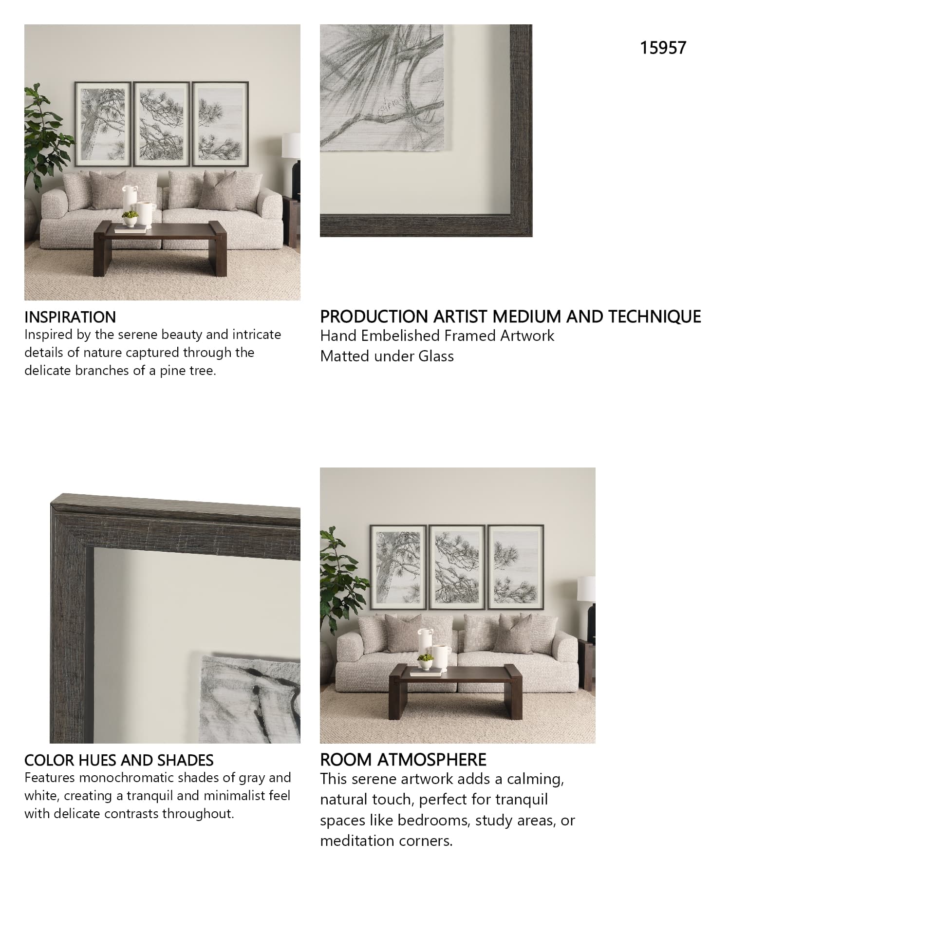 Ponderosa Whisper by Mercana Studio Hand Embelished Framed Artwork Matted under Glass — in a styled room