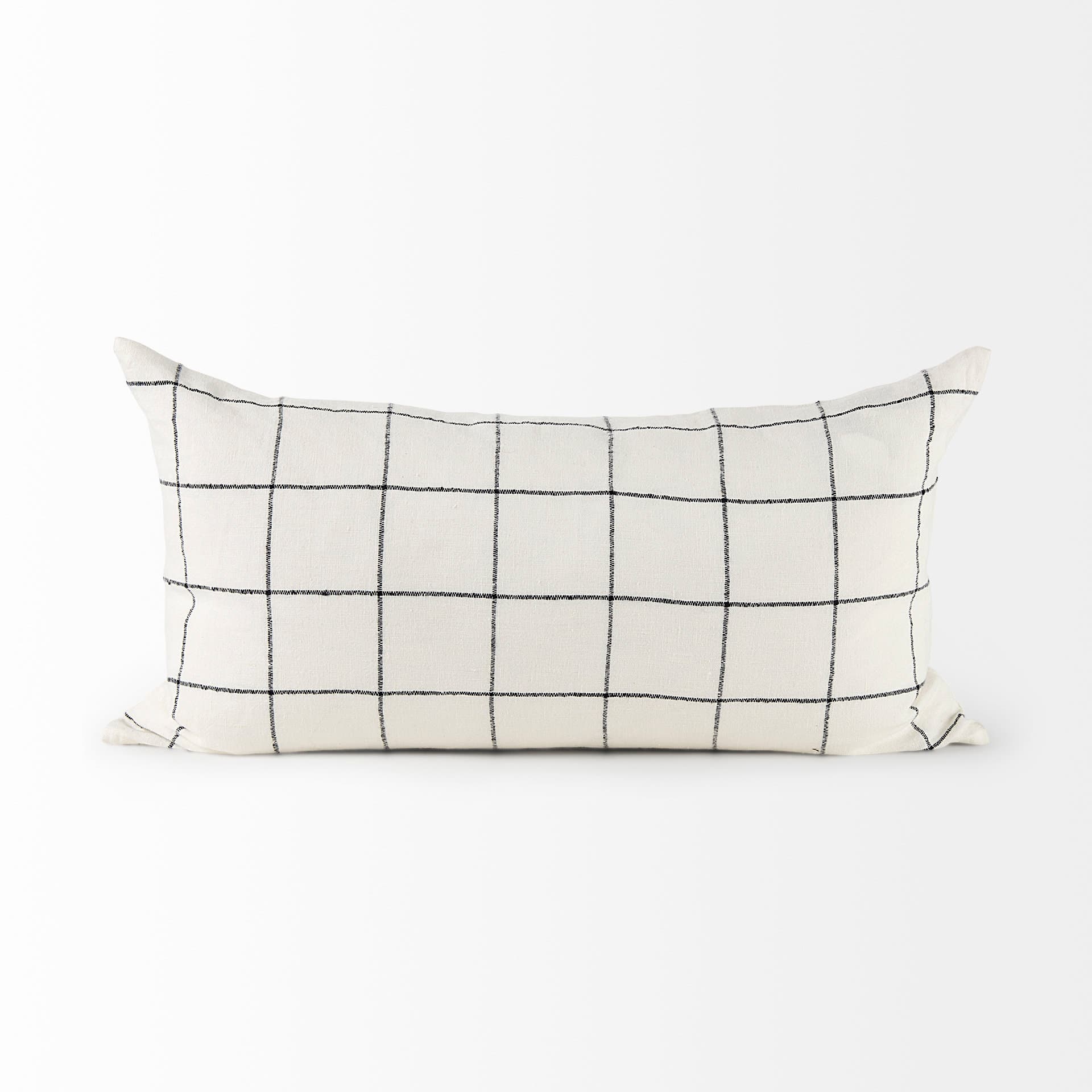 Suzanne 14x26 White/Black Square Pattern Pillow Cover — product photograph