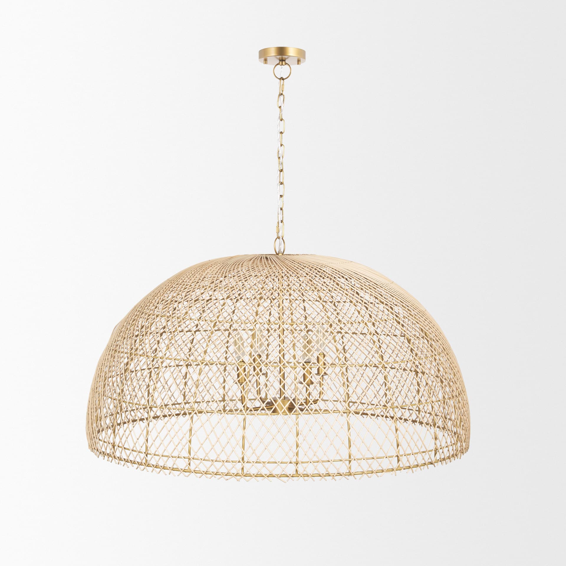 Thad 4-Light Natural Woven Rattan Dome Chandelier — product photograph