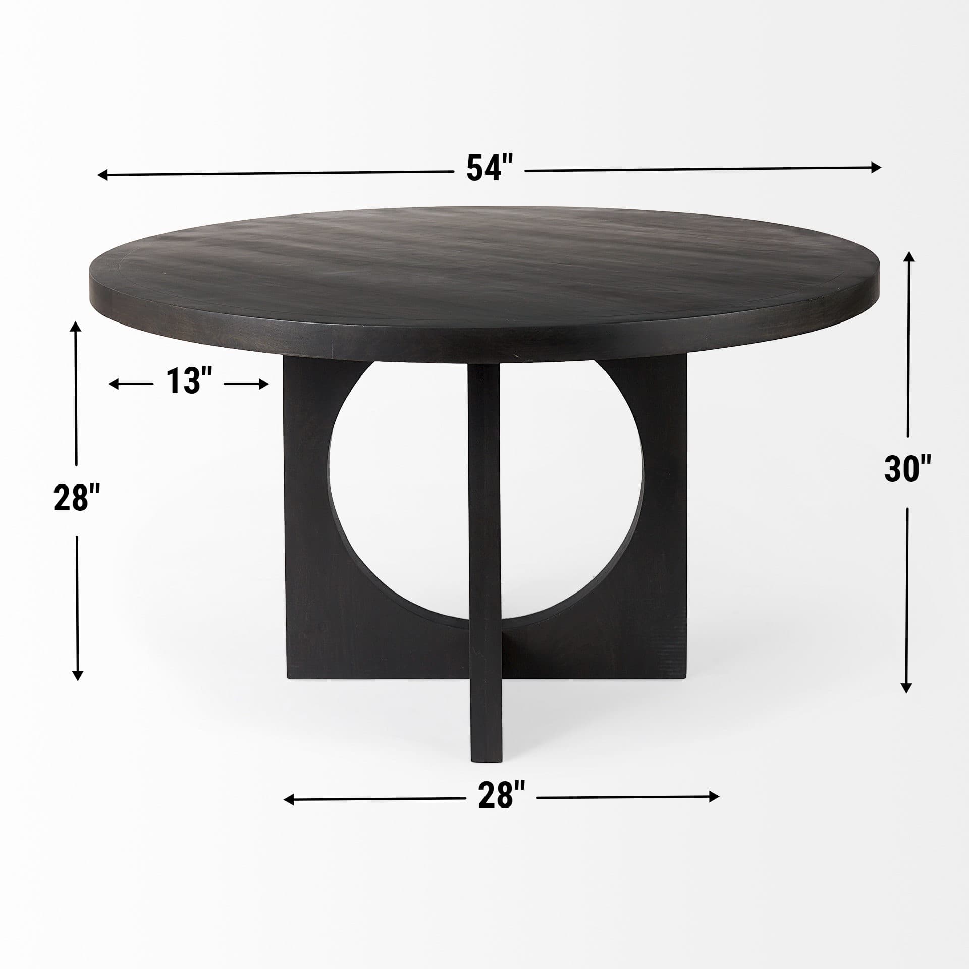 Liesl 54" Round Pedestal Dining Table | Modern | Black Wood | Seats 6 — product photograph