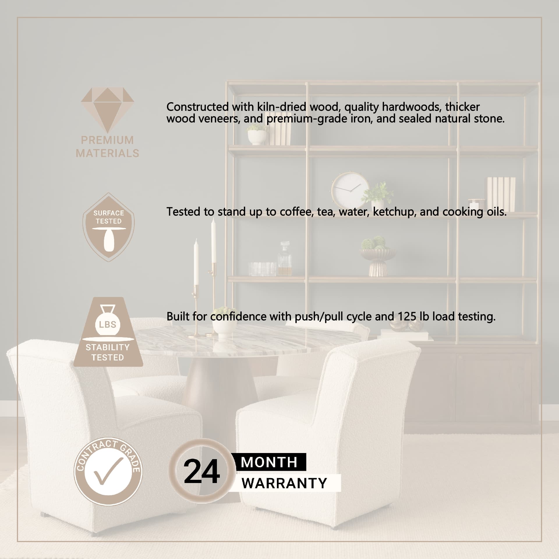 Allyson 54" Round Pedestal Dining Table | Savar Pink Marble & Brown Wood | Seats 6 — product photograph