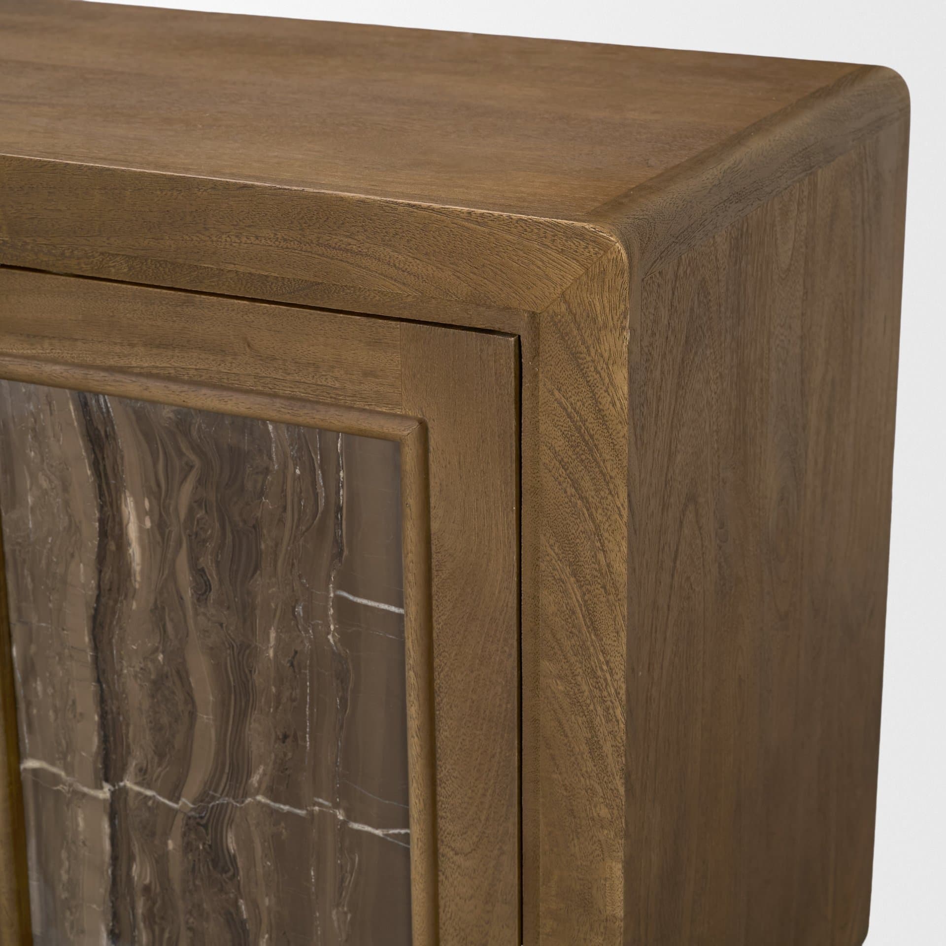 Valterra Dark Brown Wood w/ Cappuccino Marble 4 Door Sideboard — product photograph
