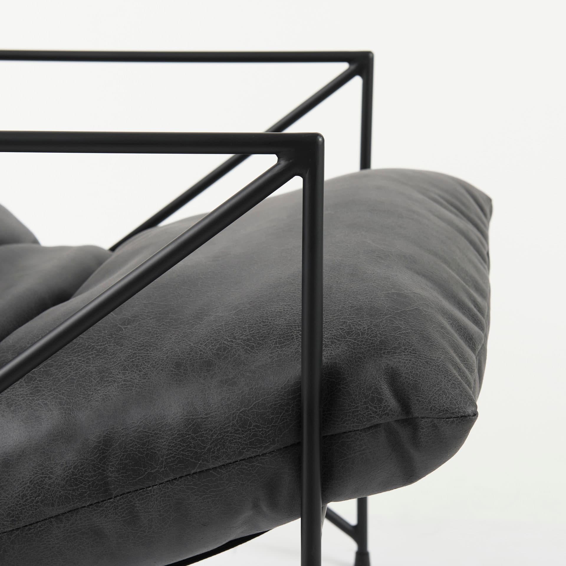 Leonidas 28.5L x 29.5W x 34.0H Black Faux Leather Seat W/ Black Metal Frame Accent Chair — product photograph