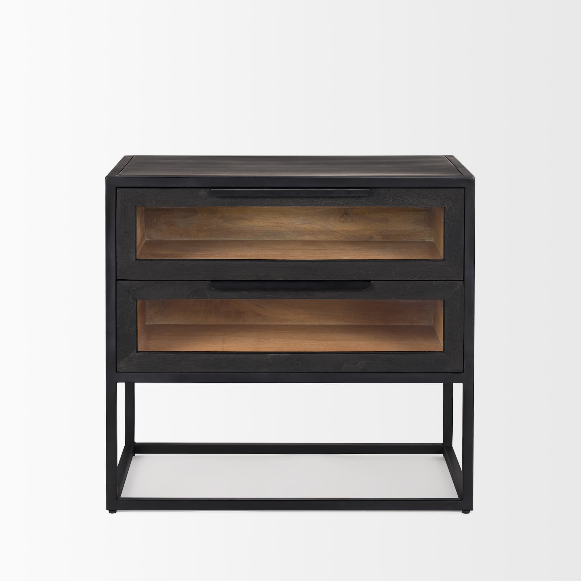 Sloan Black Wood W/Black Metal Frame Side Table — product photograph