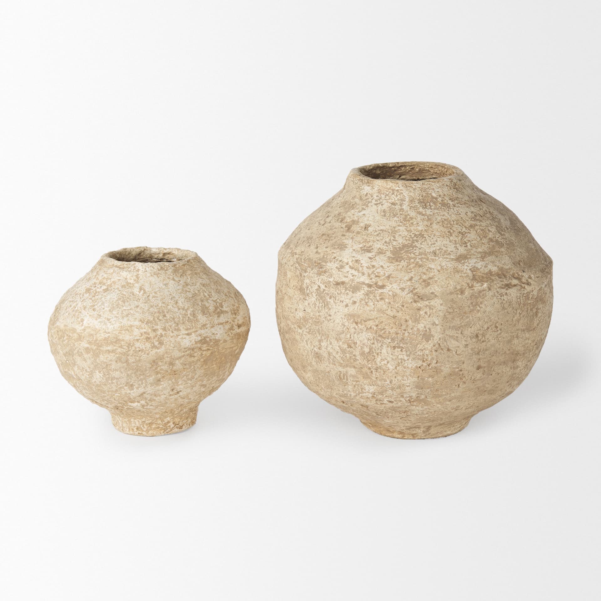 Ritu Large Beige Paper Mache Pot Vase — product photograph