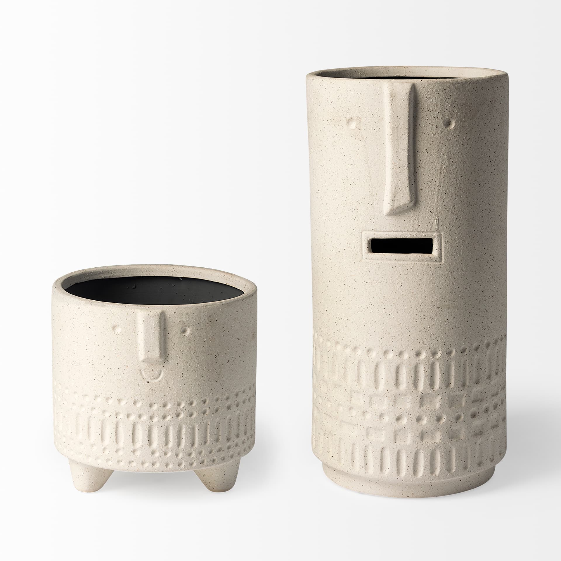 Jacob I Short White Ceramic Smiling Face Vase — product photograph