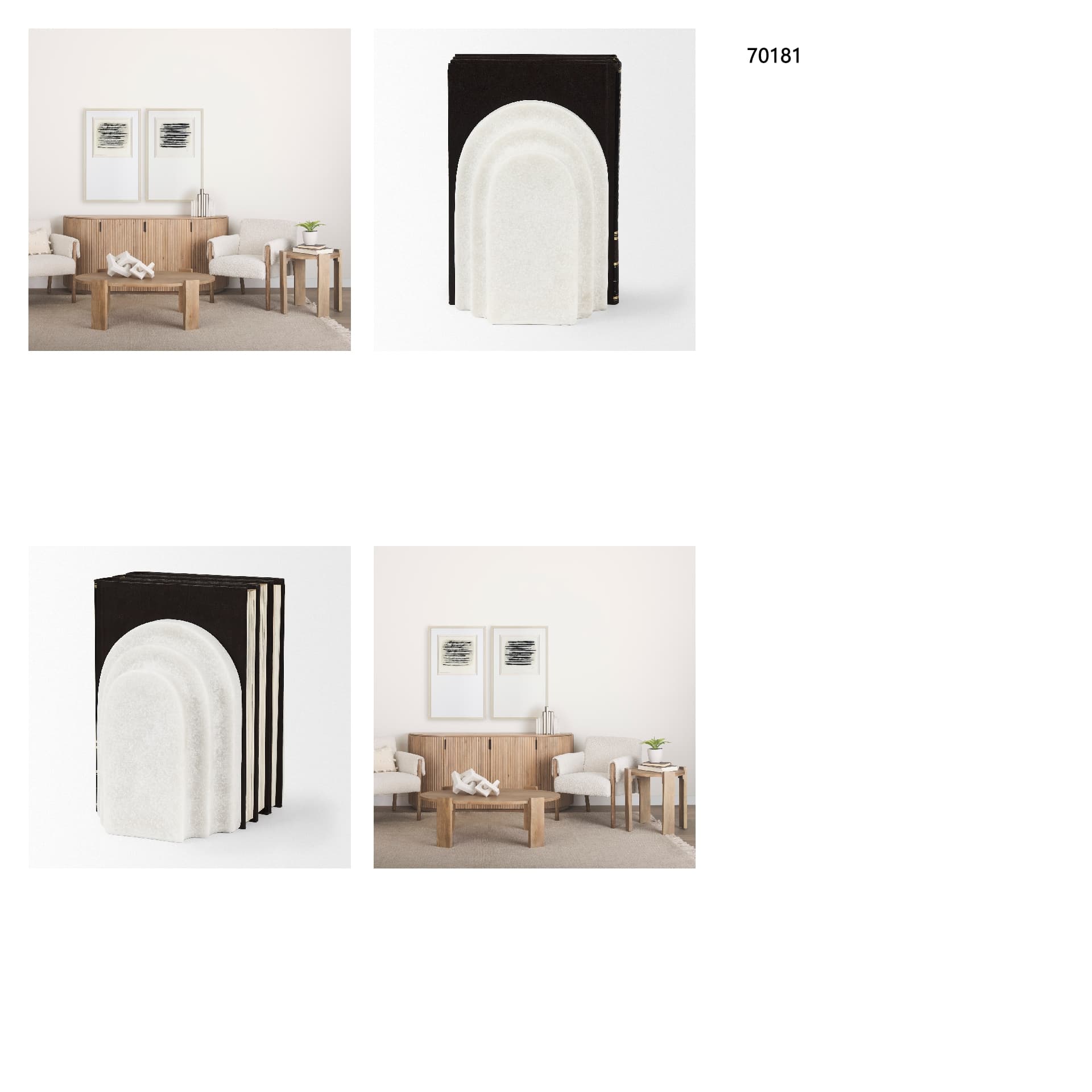 Empire Granite Resin Arc Book End Set — in a styled room