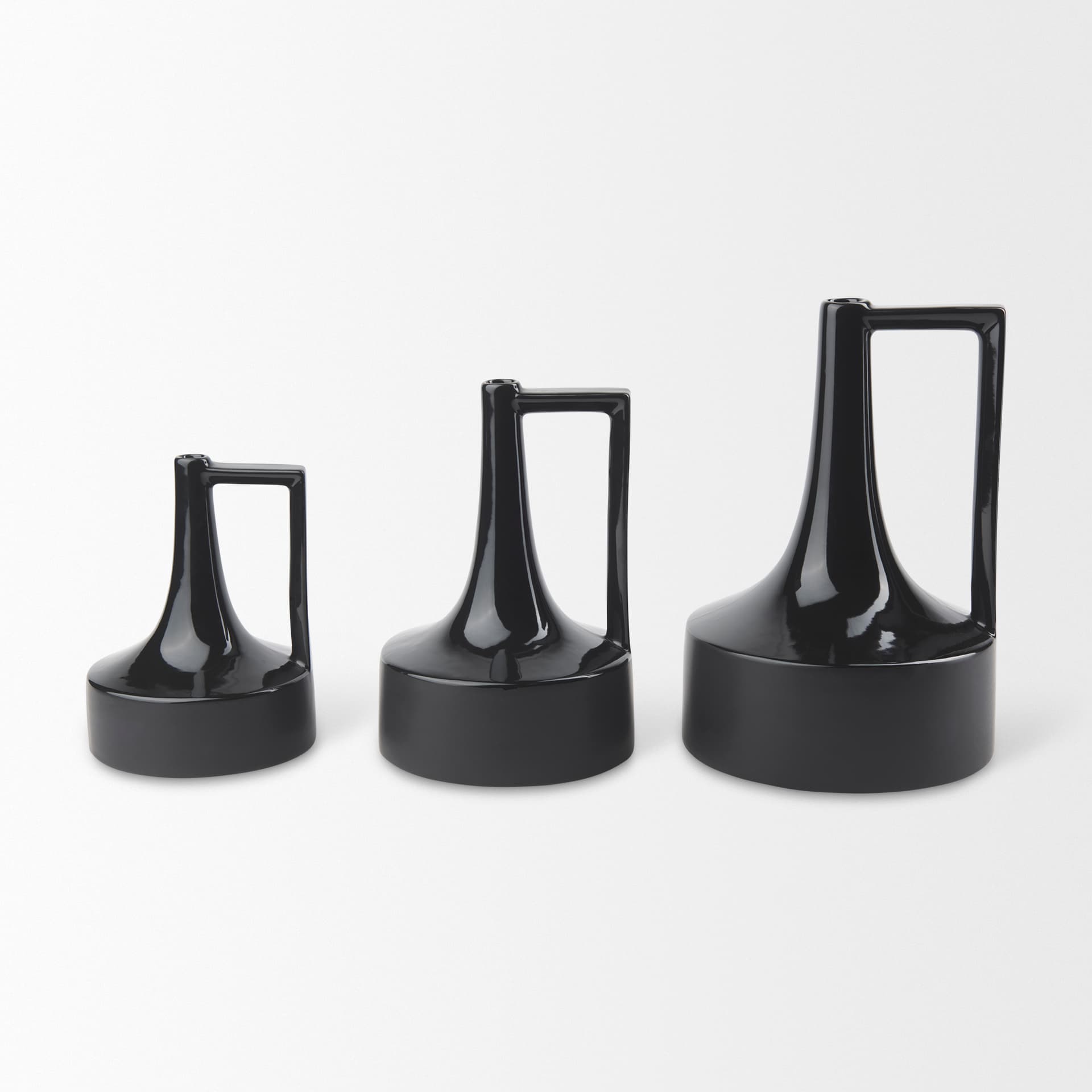 Burton 8.3H Small Glossy and Matte Black Ceramic Jug Vase — product photograph