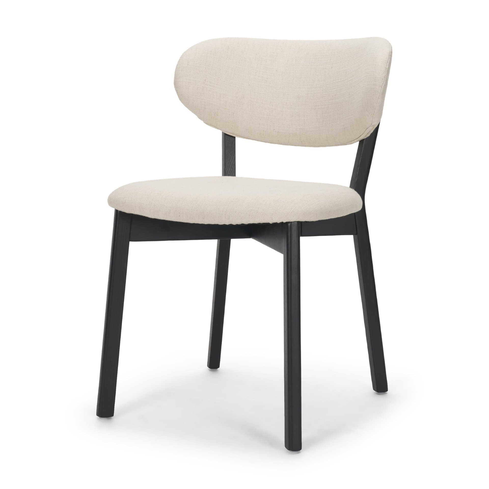 Cole Open Back Dining Side Chair | Natural Linen w/ Dark Wood — product photograph