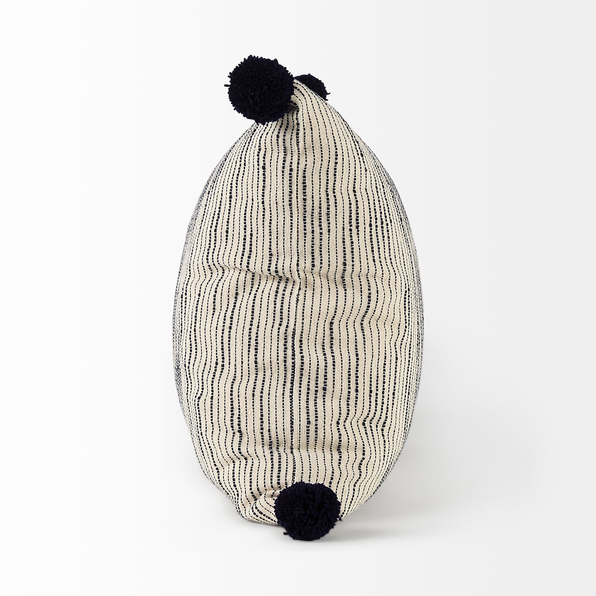 Krystal 20x20 Cream/Blue Pom Pom Pillow Cover — product photograph