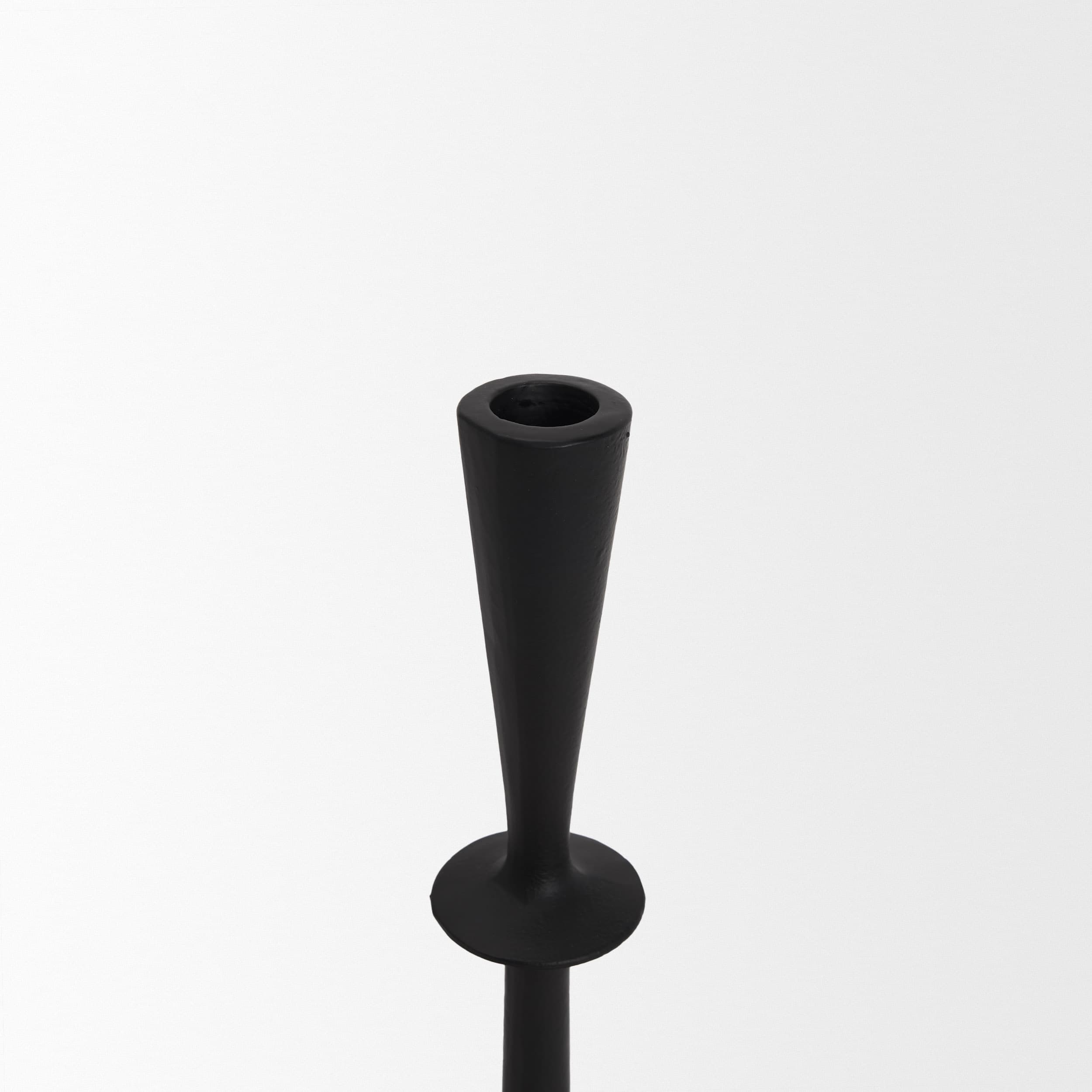 Qwin Matte Black Cast Aluminum Tall Candle Holder — product photograph