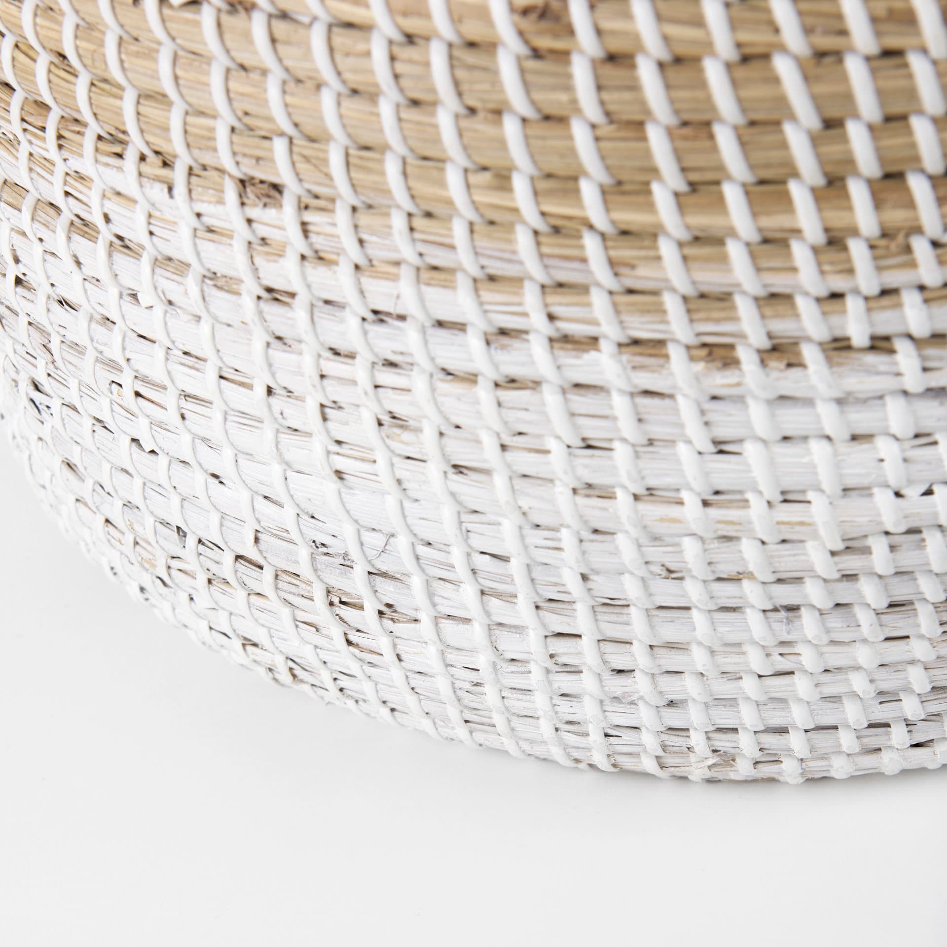 Maddie (Set of 3) Light Brown W/White Dipped Seagrass Round Basket W/ Handles — product photograph