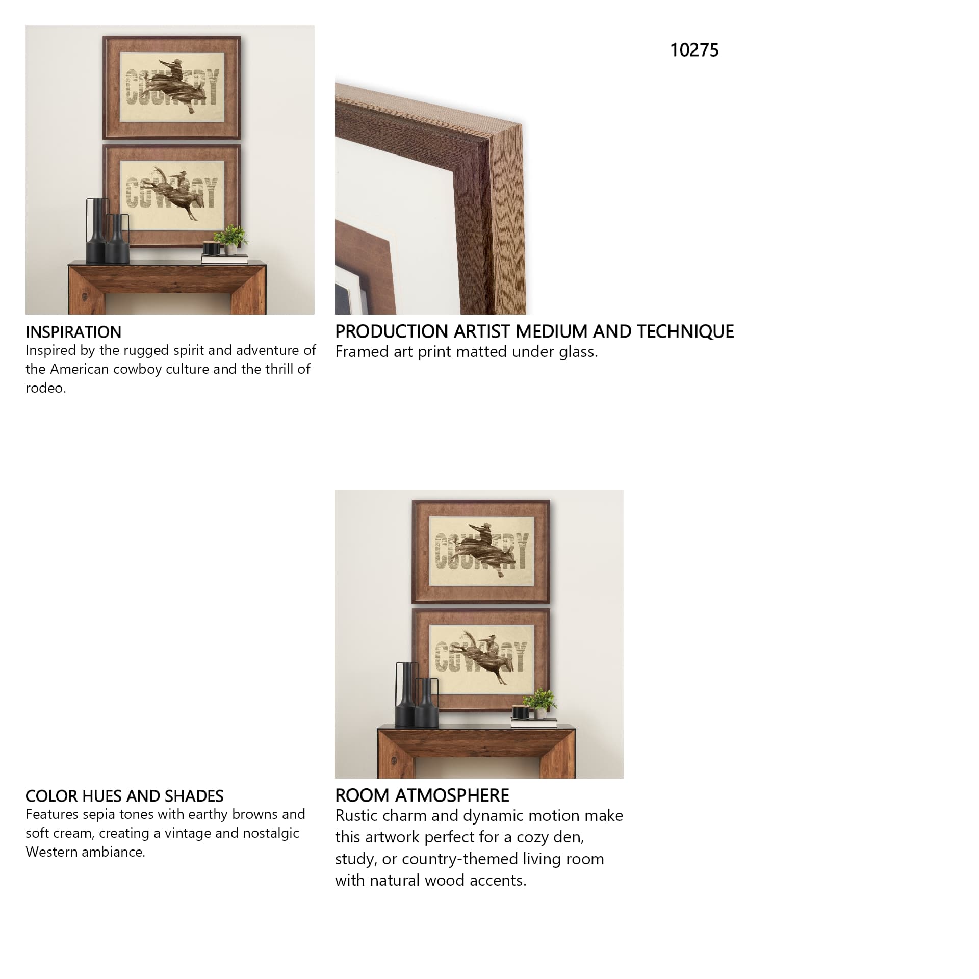 Cowboy by THE Studio a Framed Art Print Matted under Glass — in a styled room
