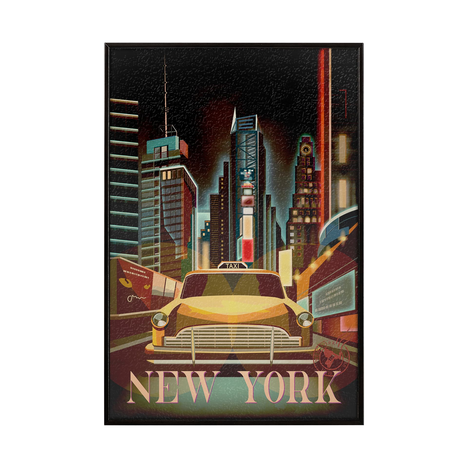 New York Go USA (SM) by Mercana Studio a Hand Embellished Decograph Framed Art Print — product photograph