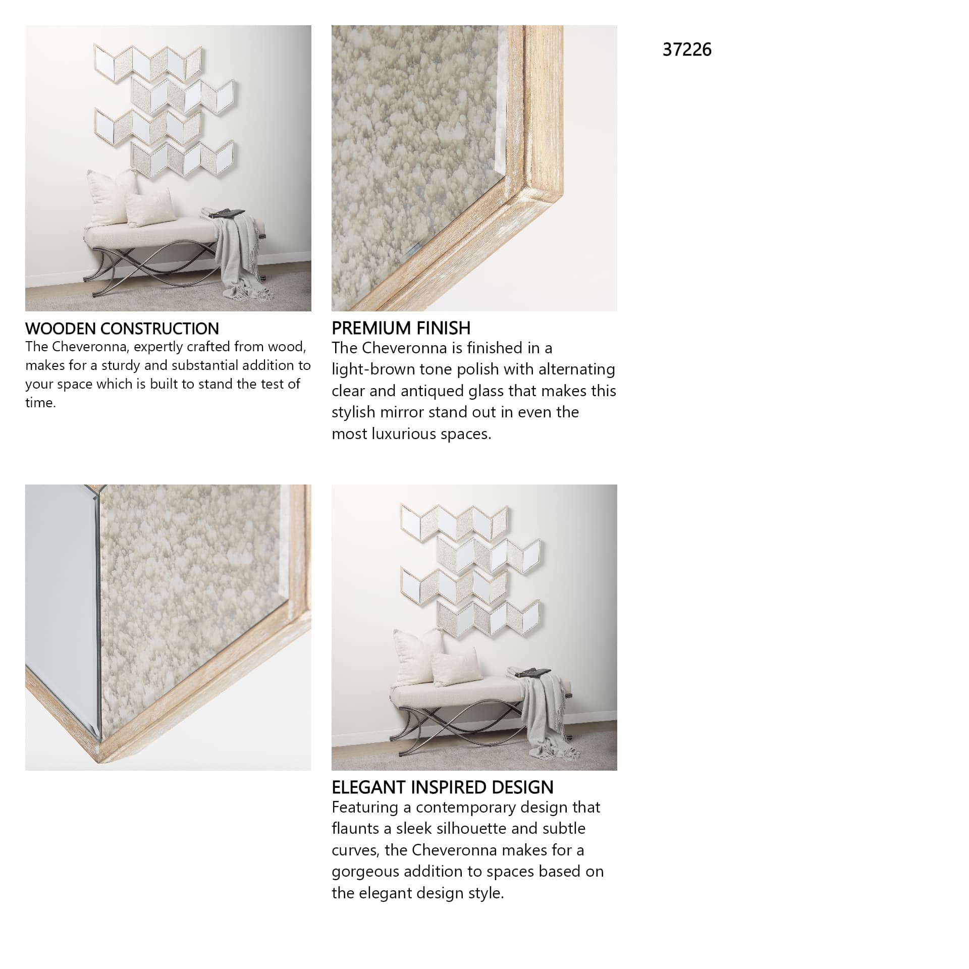 Cheveronna 36x12 Light Brown Wood Frame Mirror — in a styled room