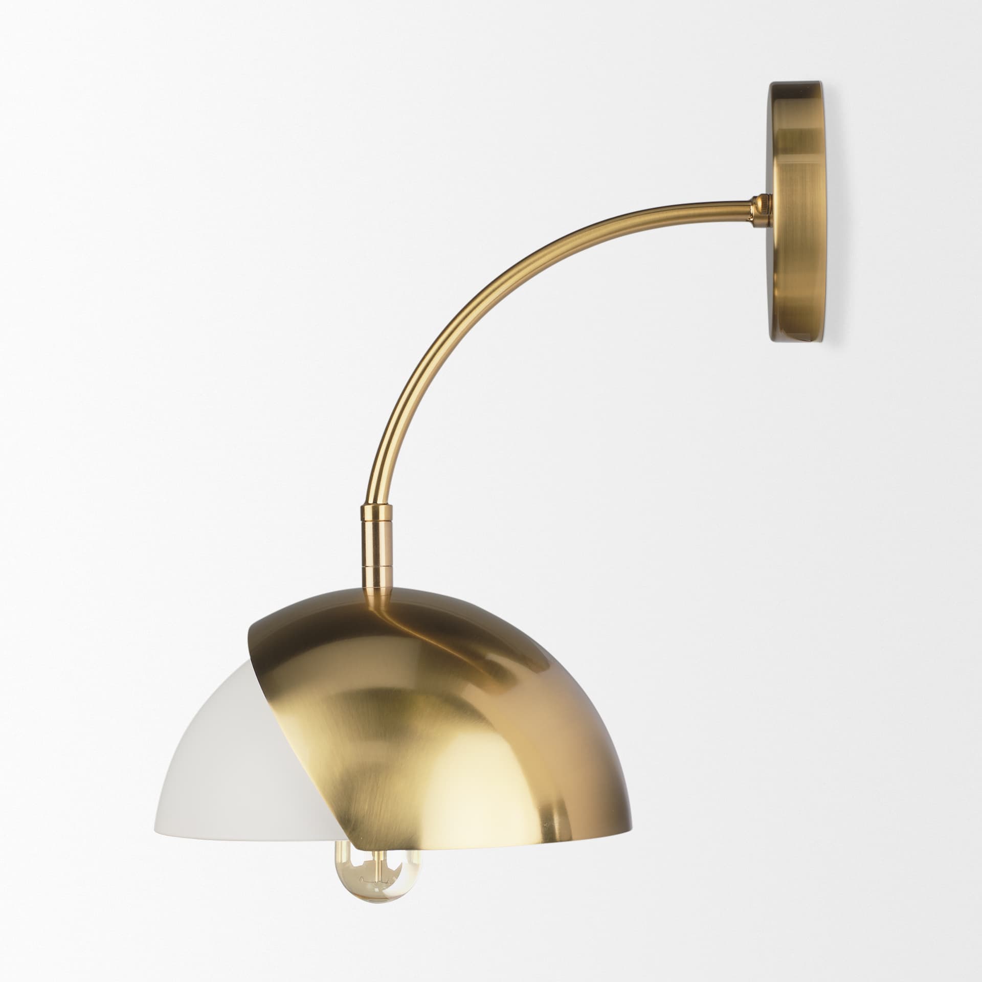 Cybill Brushed Brass w/ White Metal Shade 1-Light Wall Sconce — product photograph