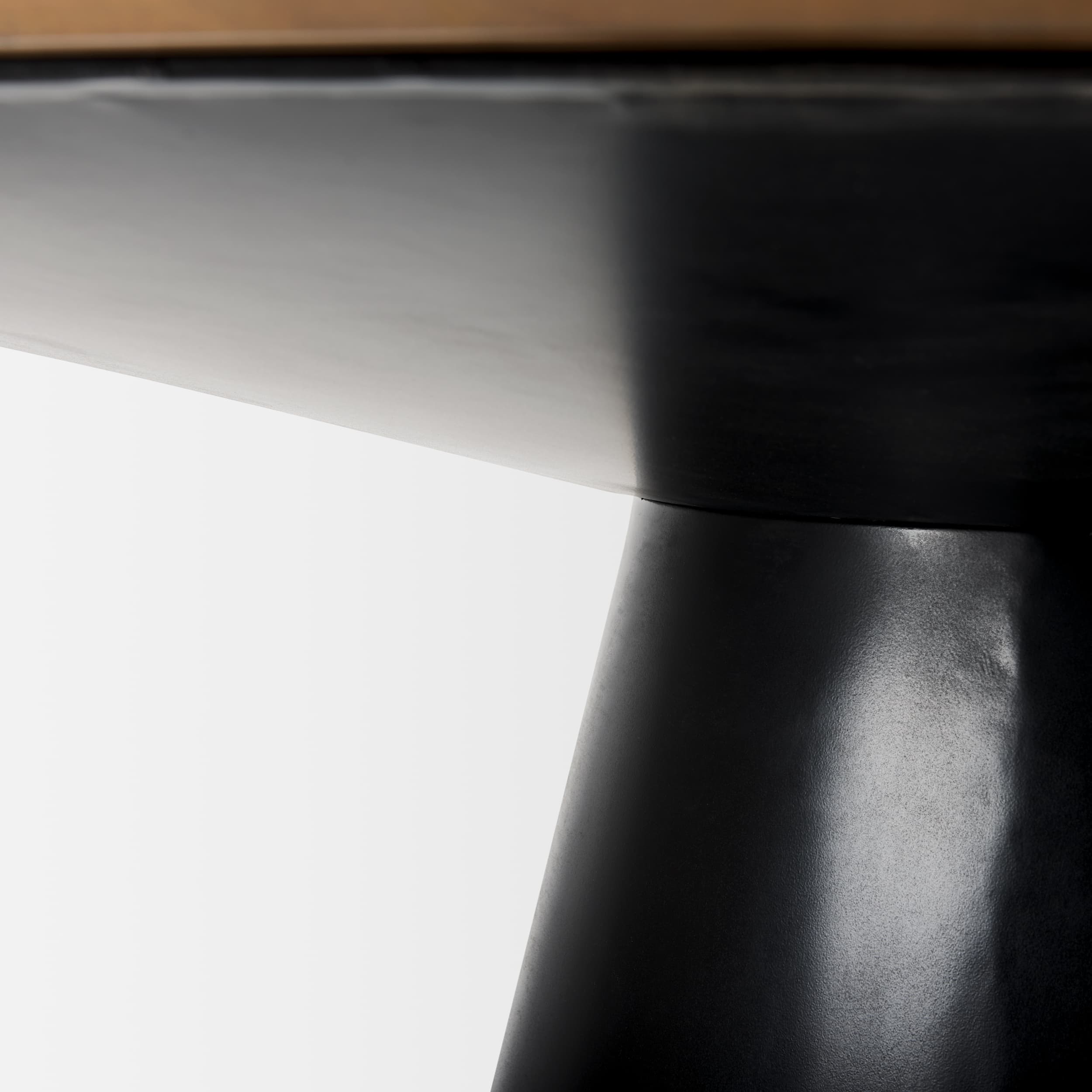 Mitchell 63"L x 63"W Pedestal Dining Table | Med Brown Wood & Black Metal | Seats 6 — product photograph