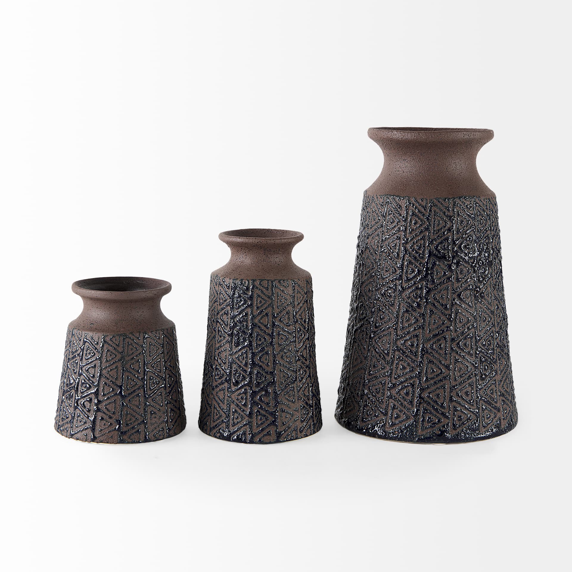 Sefina I Small Brown/Black Patterned Ceramic Vase — product photograph