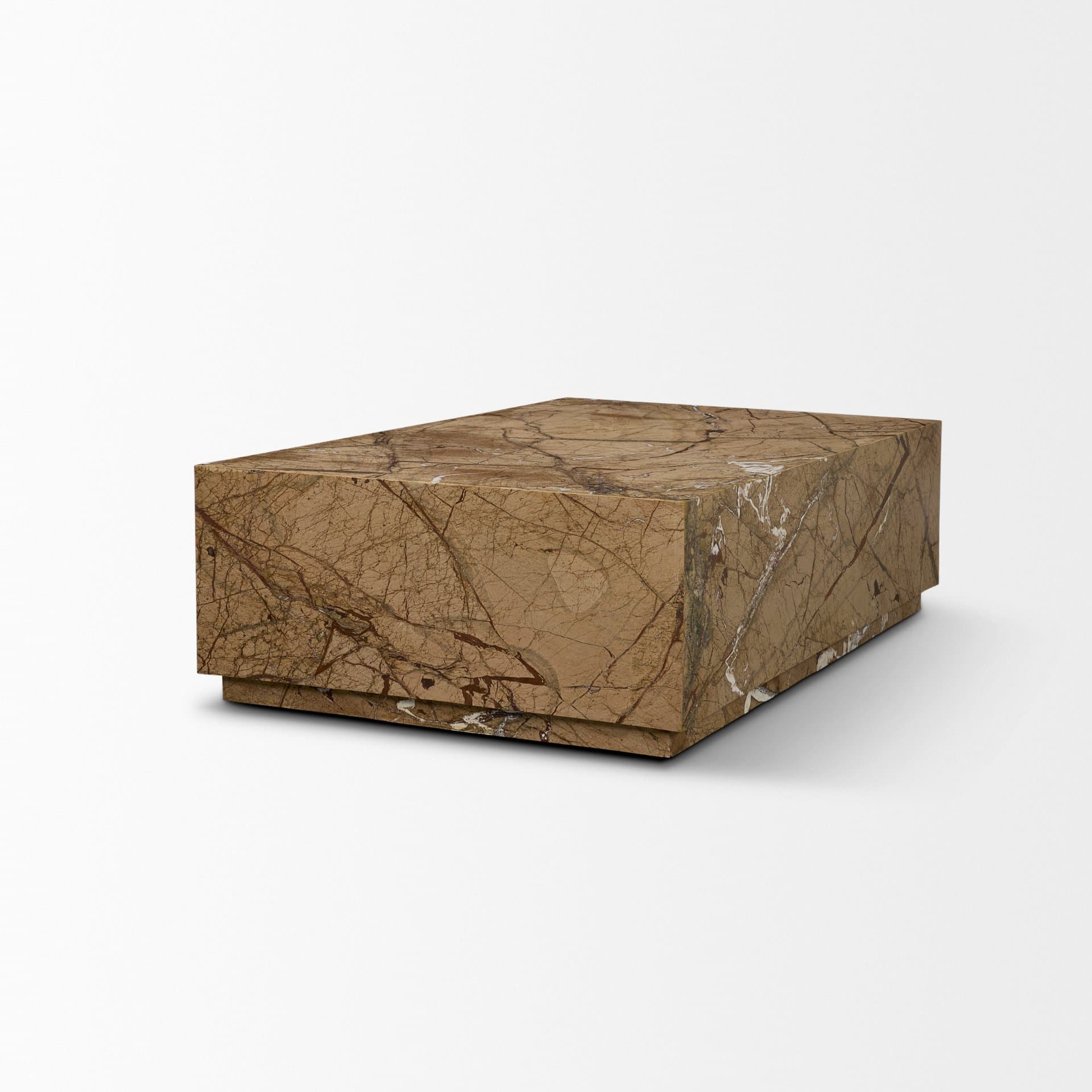Matteo Solid Rainforest Rust Marble Rectangular Coffee Table — product photograph