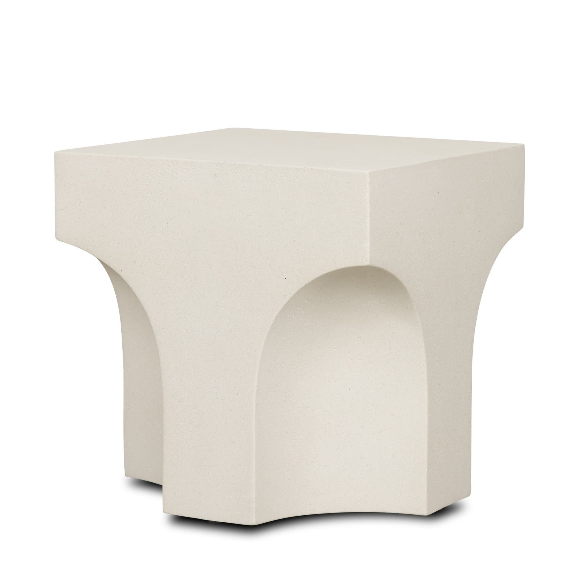 Bunda Square Sculptural Stone Finish Accent Table — product photograph