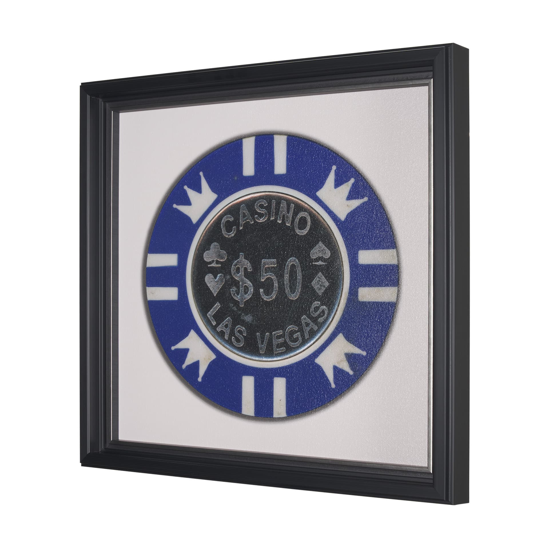 Casino 50 Dollar Vegas Poker Chip By Zap Studio Framed Art Photograph Print under Glass — product photograph