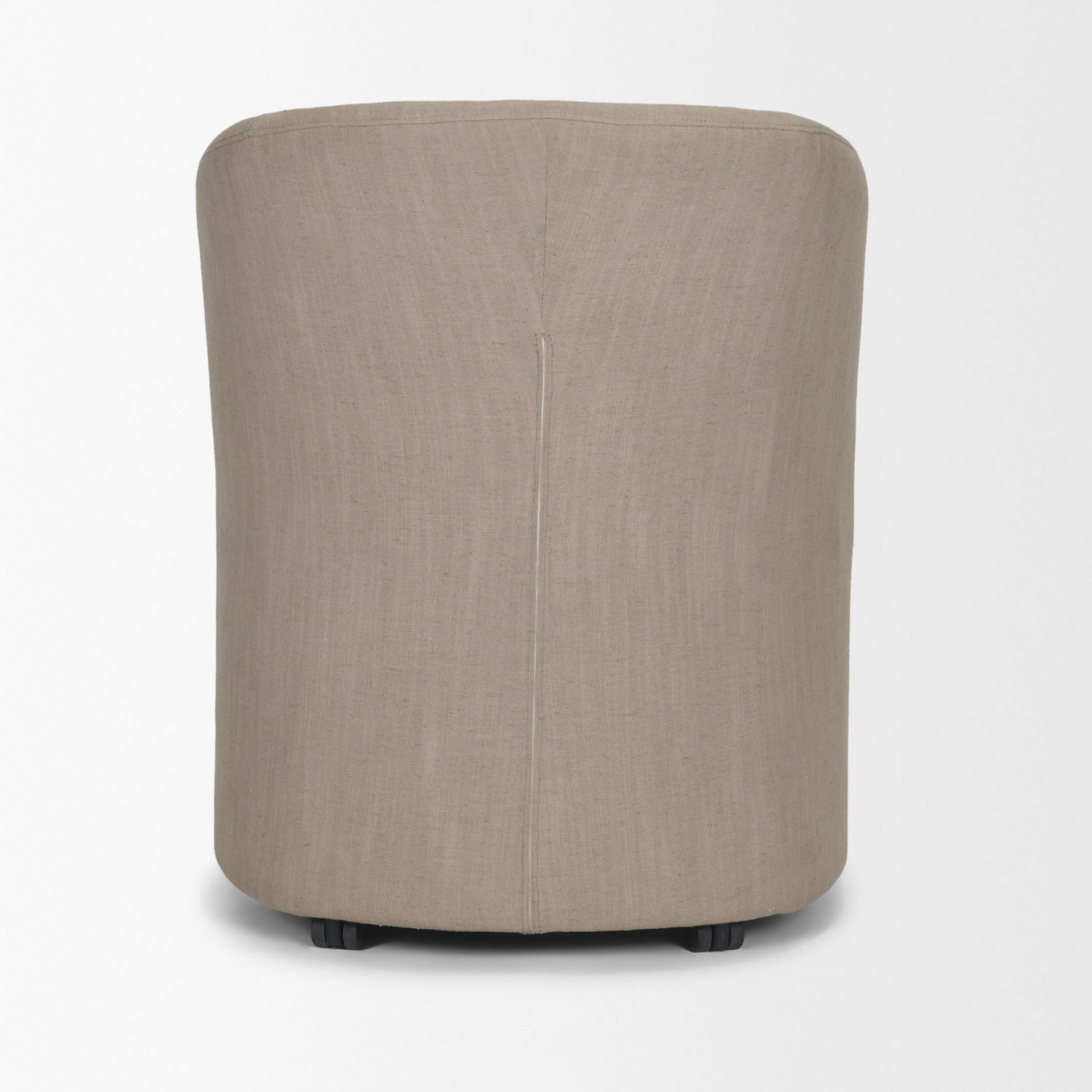 Sondra Barrel Back Dining Arm Chair | Gray Fabric w/ Wood — product photograph