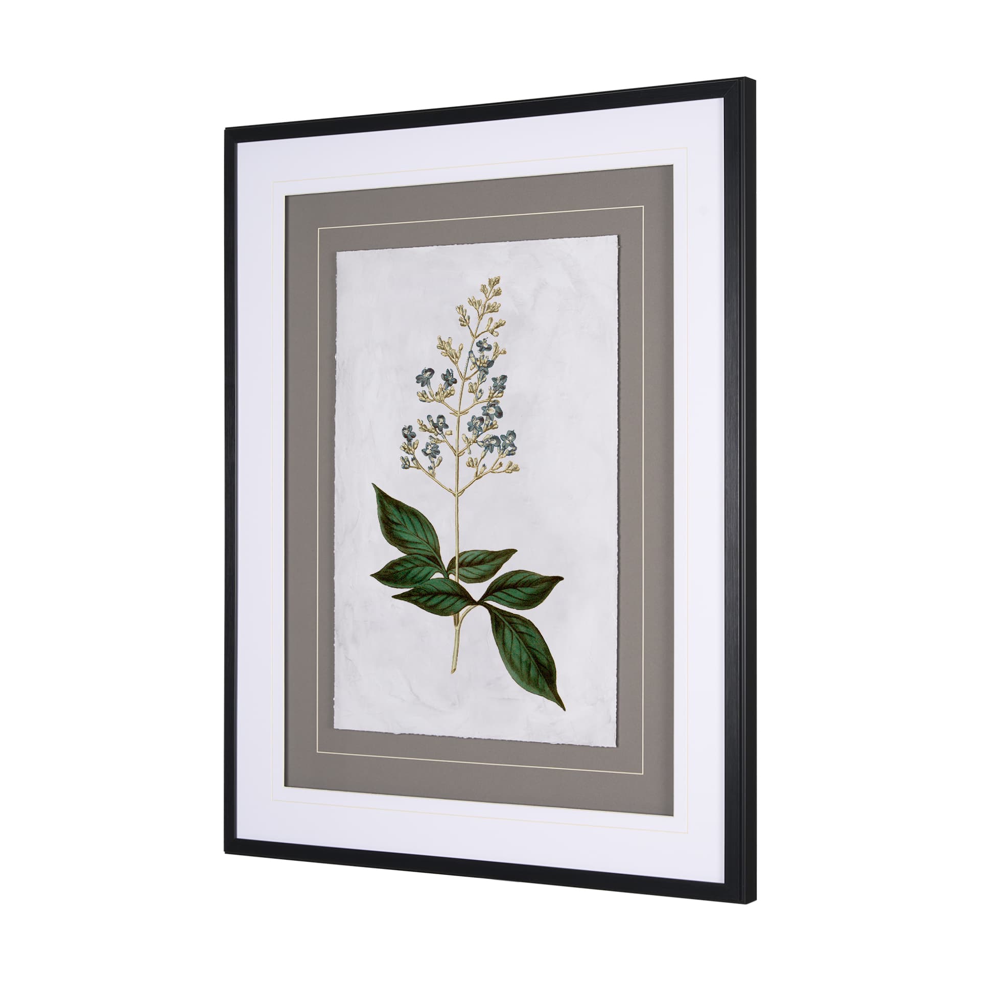 Soft Blue Botanoicals IV by Mercana Studio Hand Embellished Framed Art Print Matted under Glass — product photograph