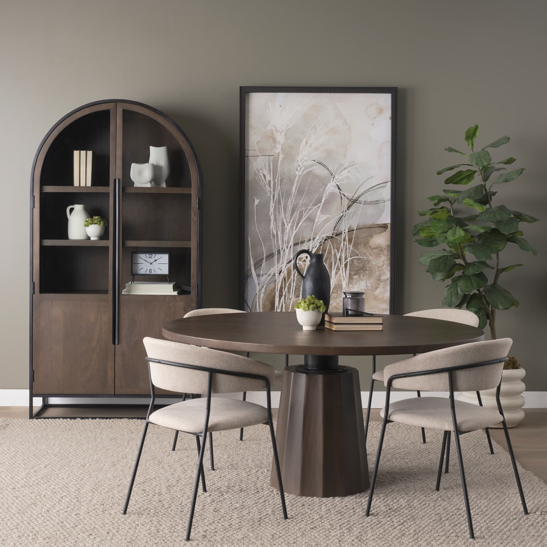 Swanson 60" Round Pedestal Dining Table | Dark Brown Wood | Seats 6 — product photograph