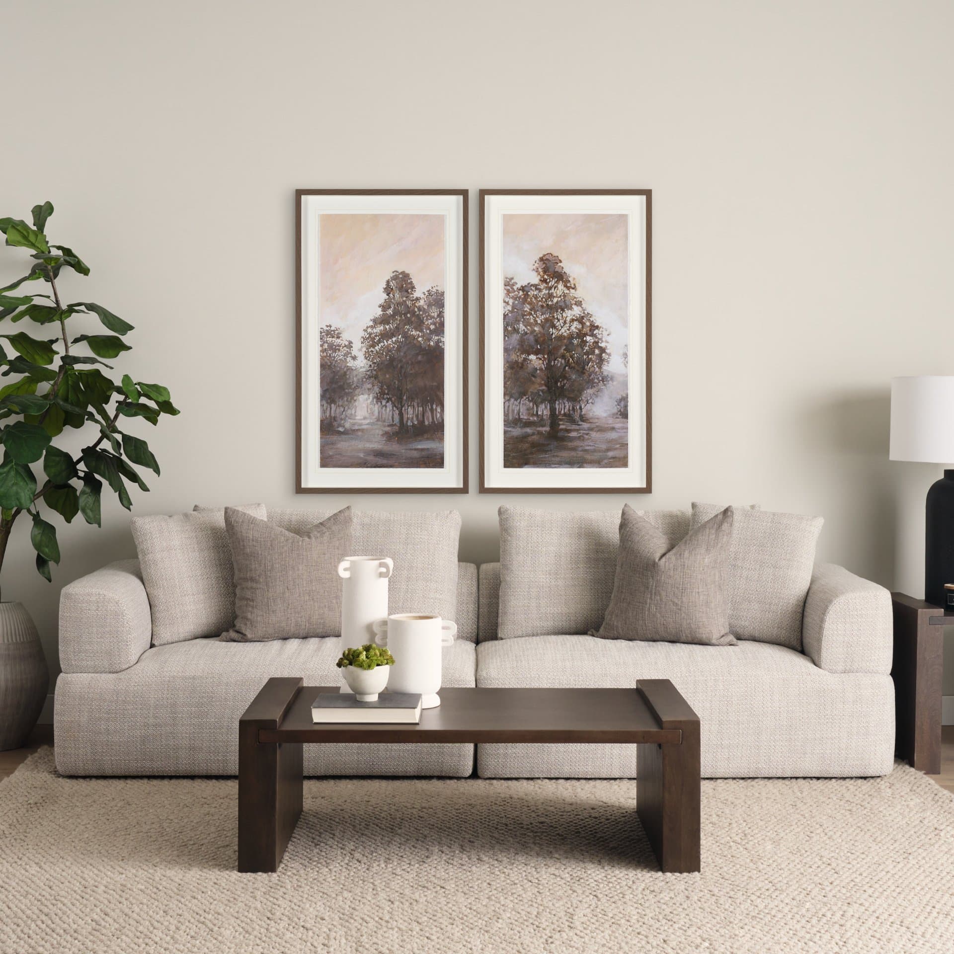 Peaceful Forest I by Mercana Studio Hand-Embellished Textured Framed Artwork Matted under Glass — in a styled room