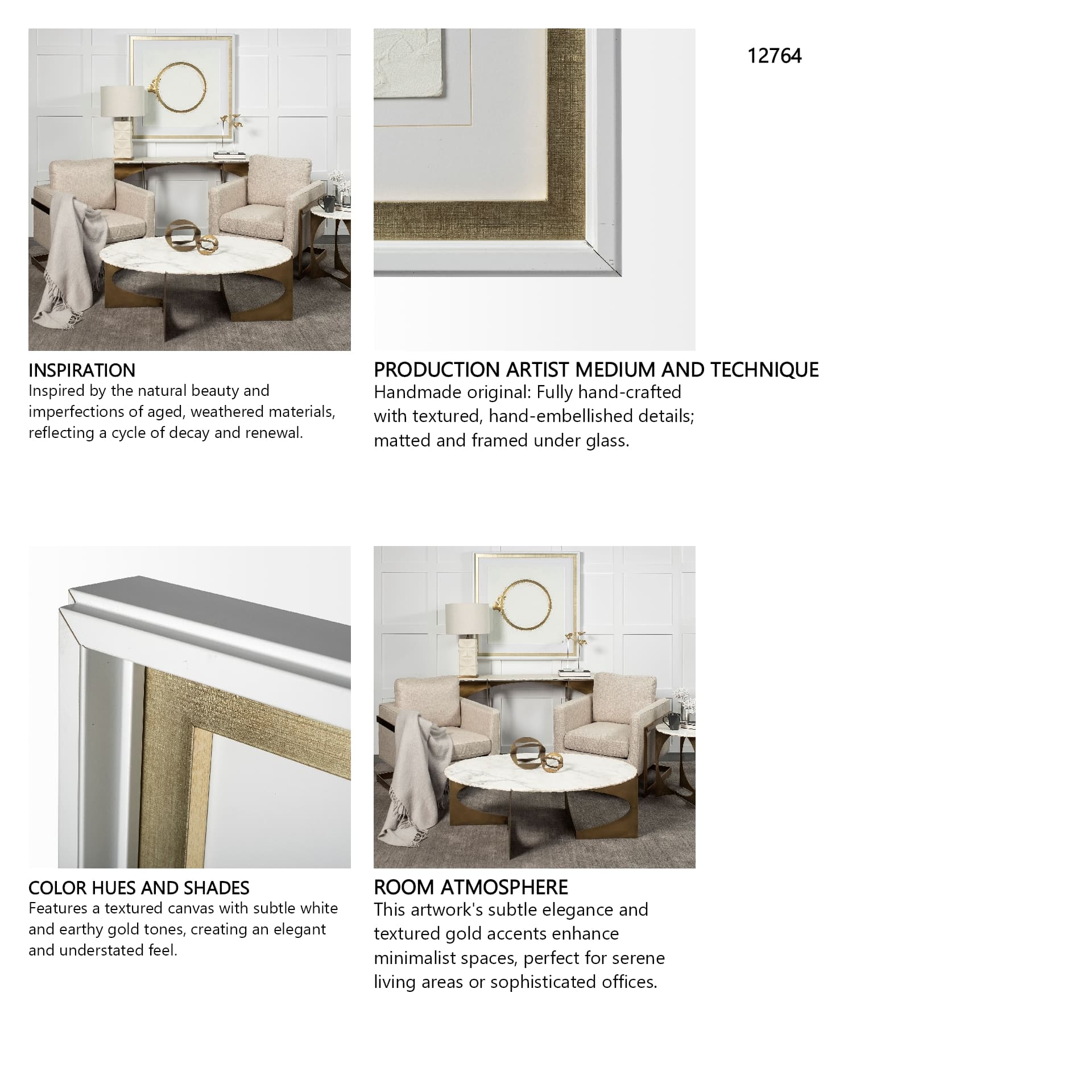 Halo I (White) by Studio M a handmade Original Framed Artwork under Glass — in a styled room