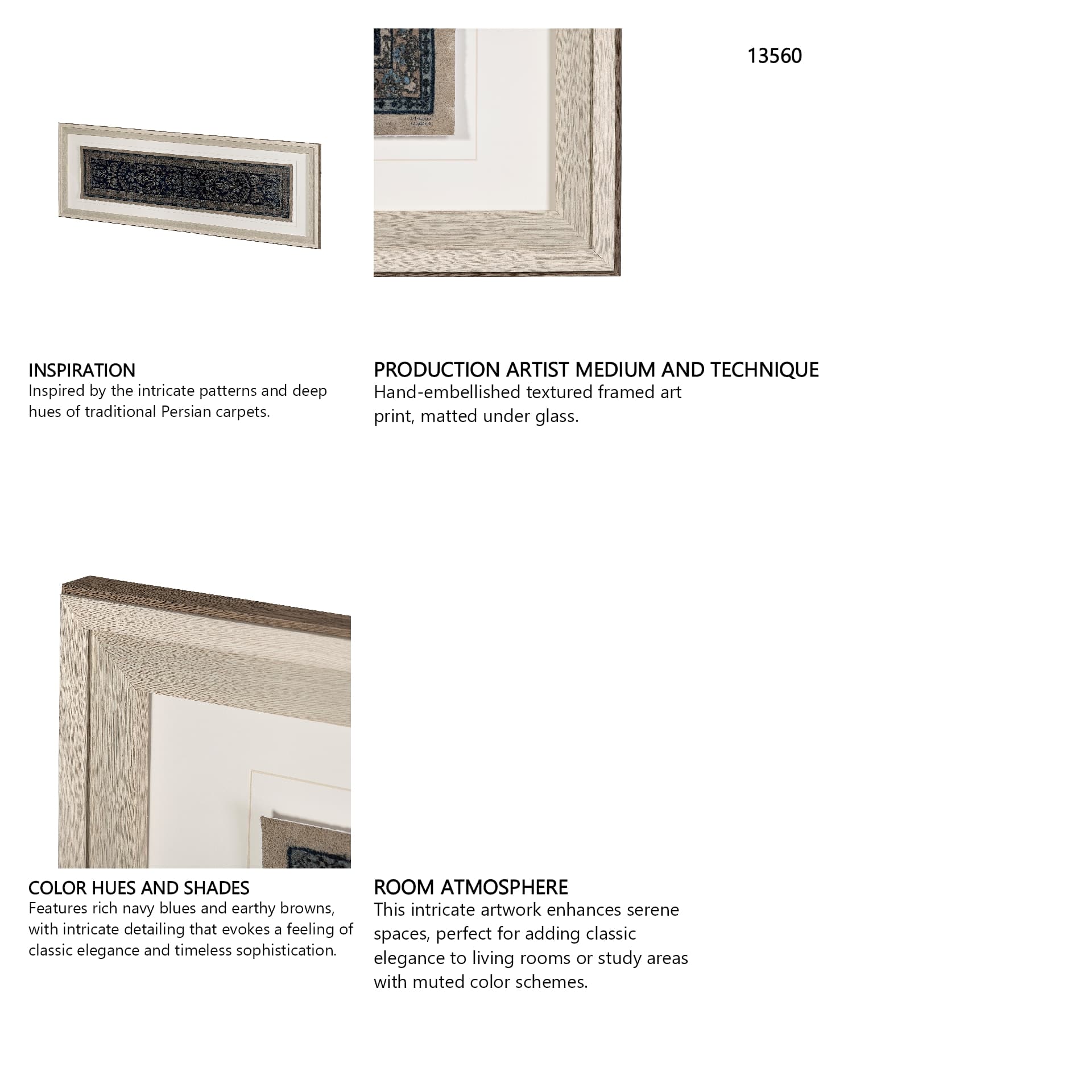 Carpet by Mercana Studio a Hand Embelished Textured Framed Art Print Matted under Glass — in a styled room