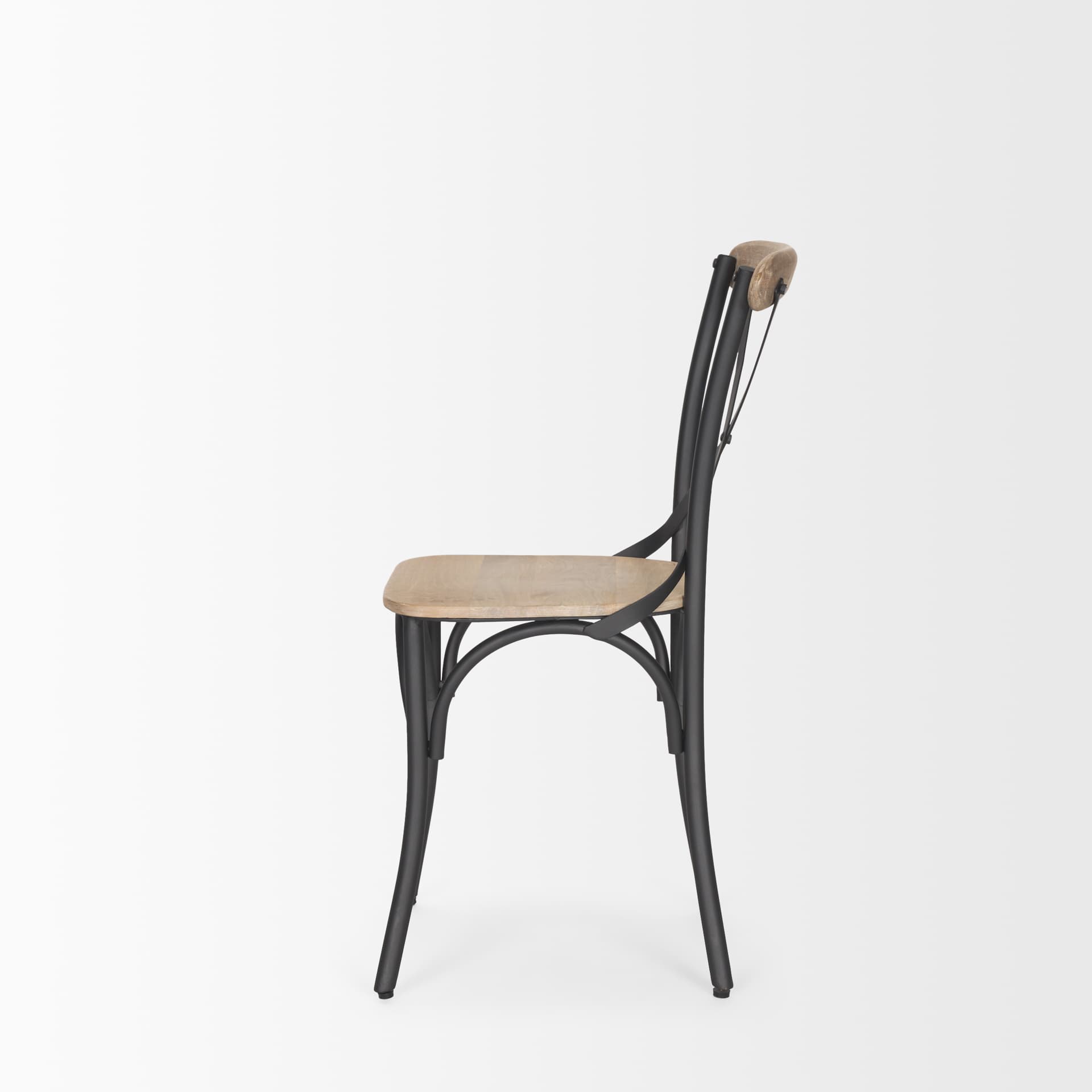 Etienne Cross Back Dining Side Chair | Light Brown Wood w/ Iron — product photograph