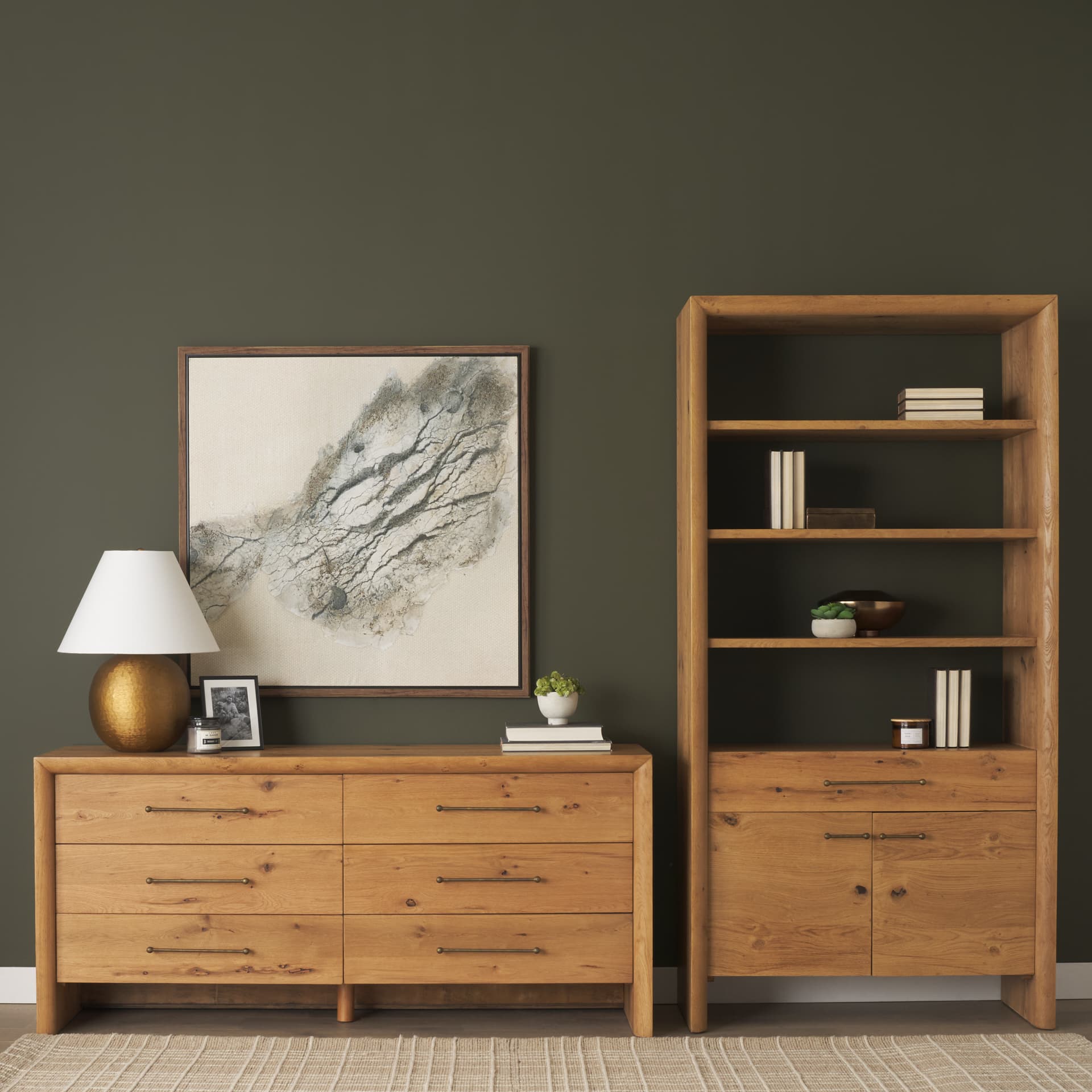 Belford 6-Drawer Light Brown Oak Wood Dresser — product photograph