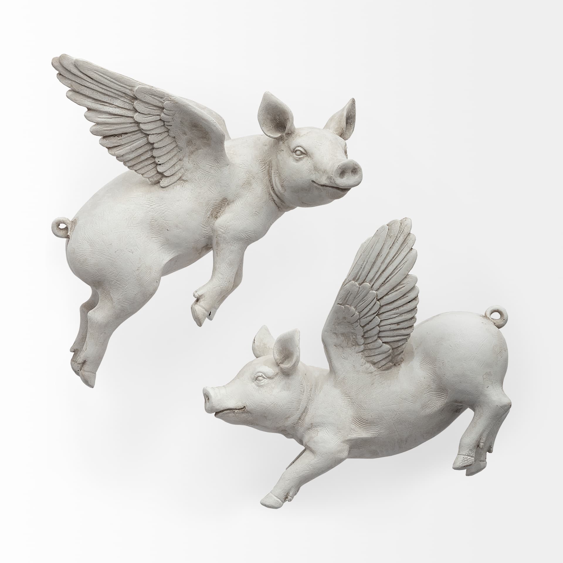 Hogbadi Set of 2 White Flying Pigs — product photograph